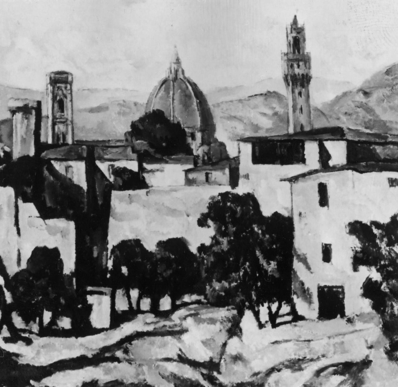 veduta di Firenze (dipinto) di Muller Alfredo (sec. XX)