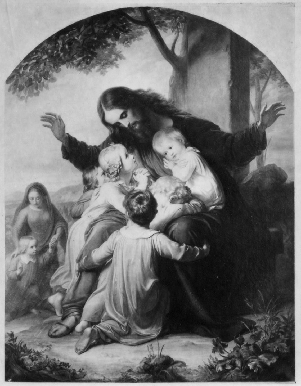 Sinite parvulos venire ad me, Cristo benedice i fanciulli (dipinto) di Von Vogel Volgelstein Carl Christian (sec. XIX)