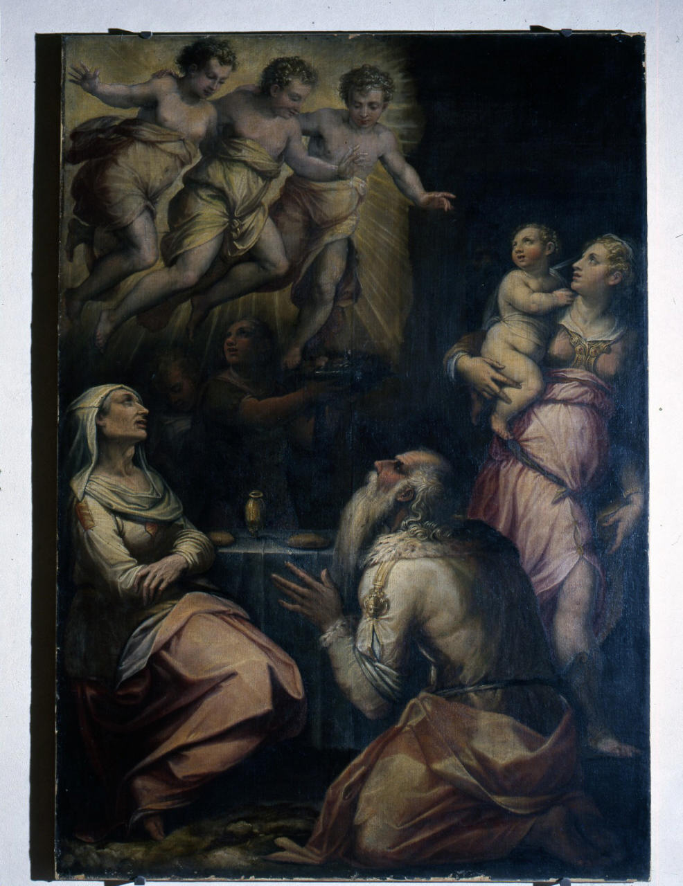 Abramo e i tre angeli (dipinto) di Vasari Giorgio (attribuito) (sec. XVI)