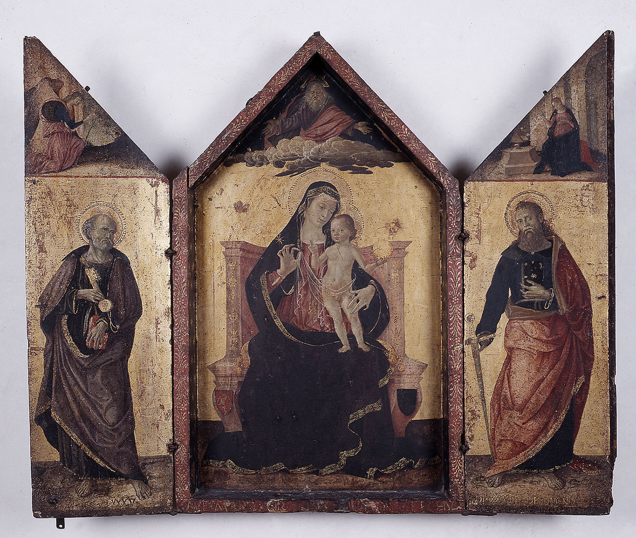 Madonna con Bambino, Dio Padre, Santi, Annunciazione (trittico) di Aquili Antonio detto Antoniazzo Romano (sec. XV)