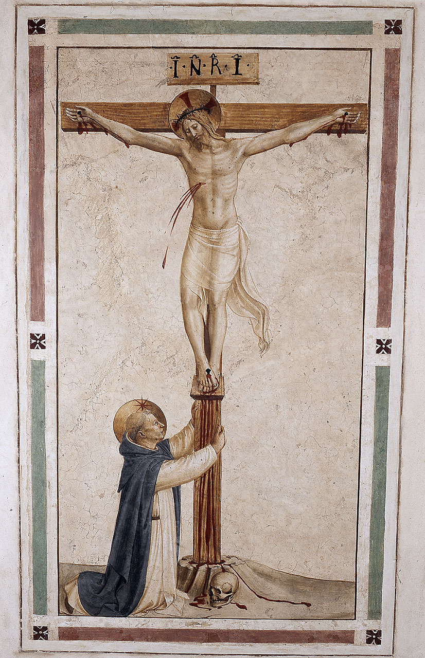 Cristo crocifisso con San Domenico (dipinto) di Giovanni da Fiesole detto Beato Angelico (e aiuti) (secondo quarto sec. XV)