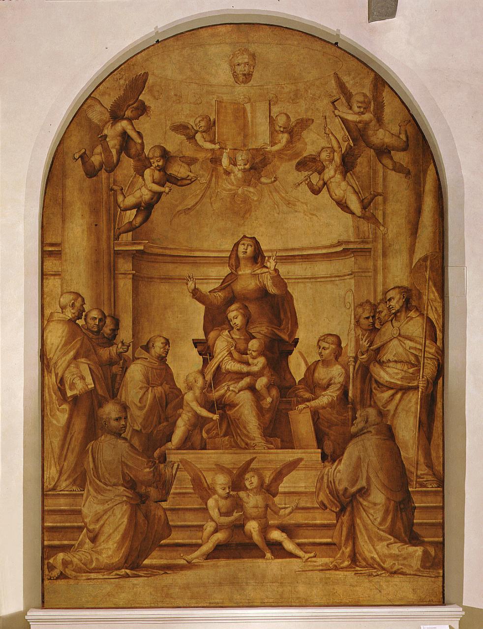Pala della Signoria, Madonna con Bambino, Sant'Anna, santi e angeli (dipinto) di Della Porta Bartolomeo detto Fra Bartolomeo (sec. XVI)