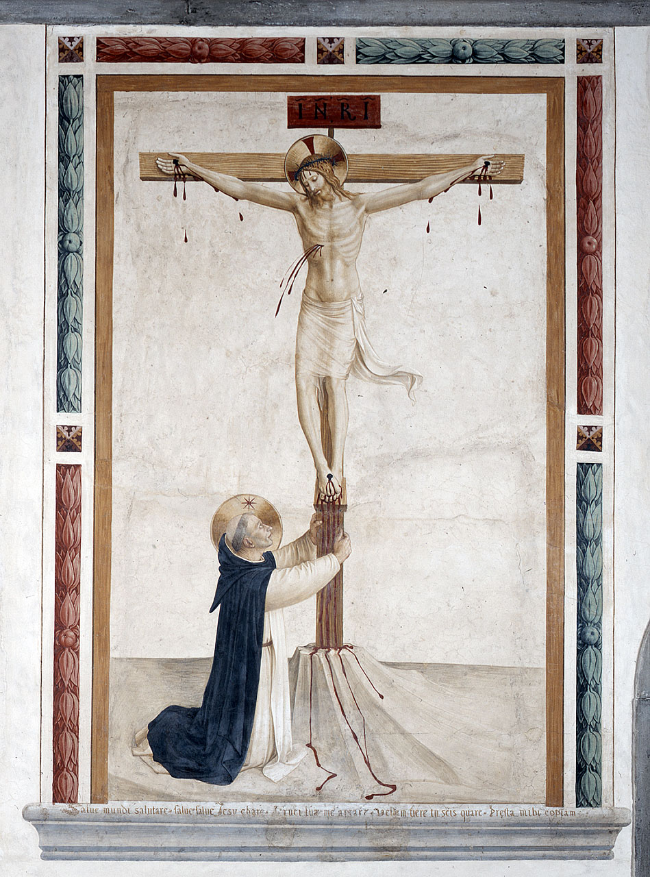 San Domenico in adorazione di Cristo crocifisso (dipinto) di Giovanni da Fiesole detto Beato Angelico (e aiuti) (secondo quarto sec. XV) 