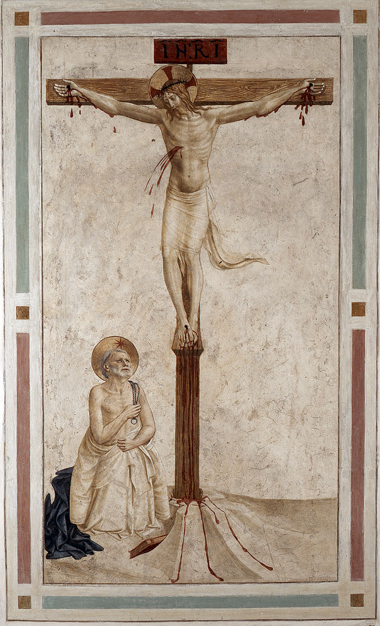 Cristo crocifisso con San Domenico che si flagella (dipinto) di Giovanni da Fiesole detto Beato Angelico (e aiuti) (secondo quarto sec. XV)