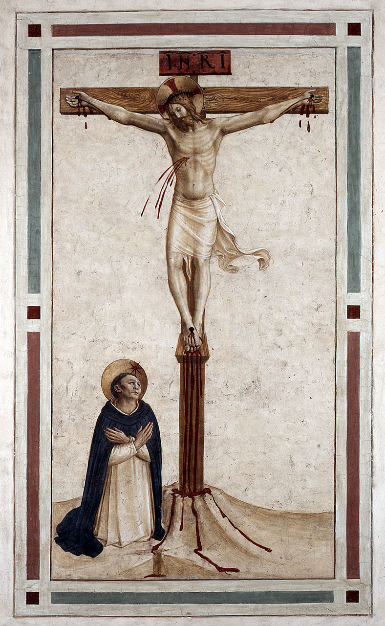 Cristo crocifisso con San Domenico (dipinto) di Giovanni da Fiesole detto Beato Angelico (e aiuti) (secondo quarto sec. XV)