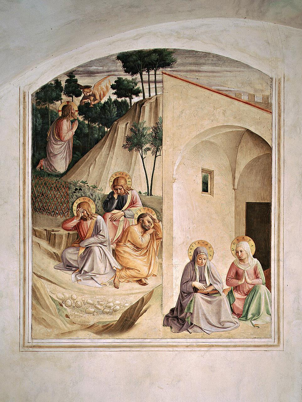 orazione di Cristo nell'orto di Gethsemani e preghiera di Marta e Maria (dipinto) di Gozzoli Benozzo (e aiuti) (secondo quarto sec. XV)
