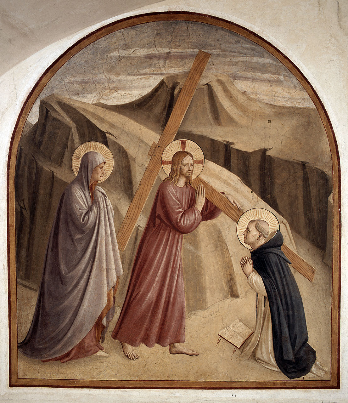 Cristo portacroce, Madonna, San Domenico (dipinto) di Giovanni da Fiesole detto Beato Angelico (e aiuti) (sec. XV)