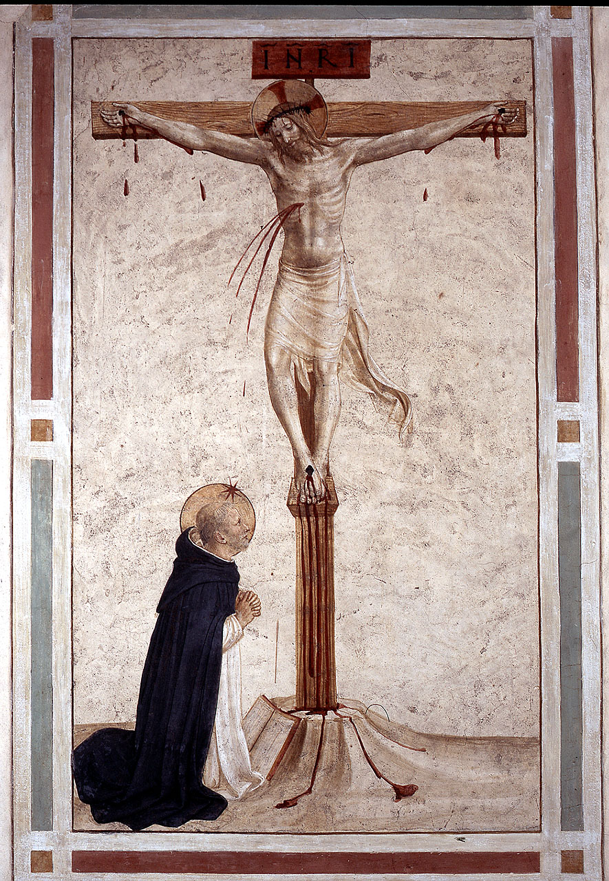 Cristo crocifisso con San Domenico (dipinto) di Giovanni da Fiesole detto Beato Angelico (e aiuti) (secondo quarto sec. XV)