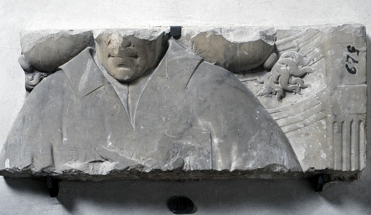 lastra tombale, frammento - bottega fiorentina (fine/ inizio secc. XV/ XVI)