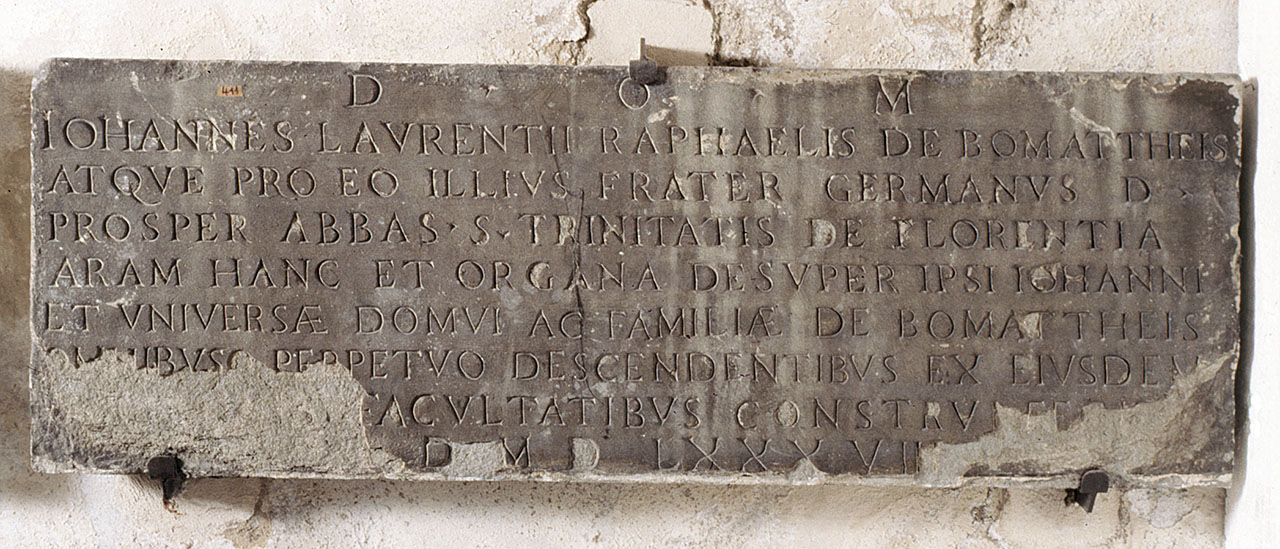 lapide - bottega fiorentina (ultimo quarto sec. XVI)