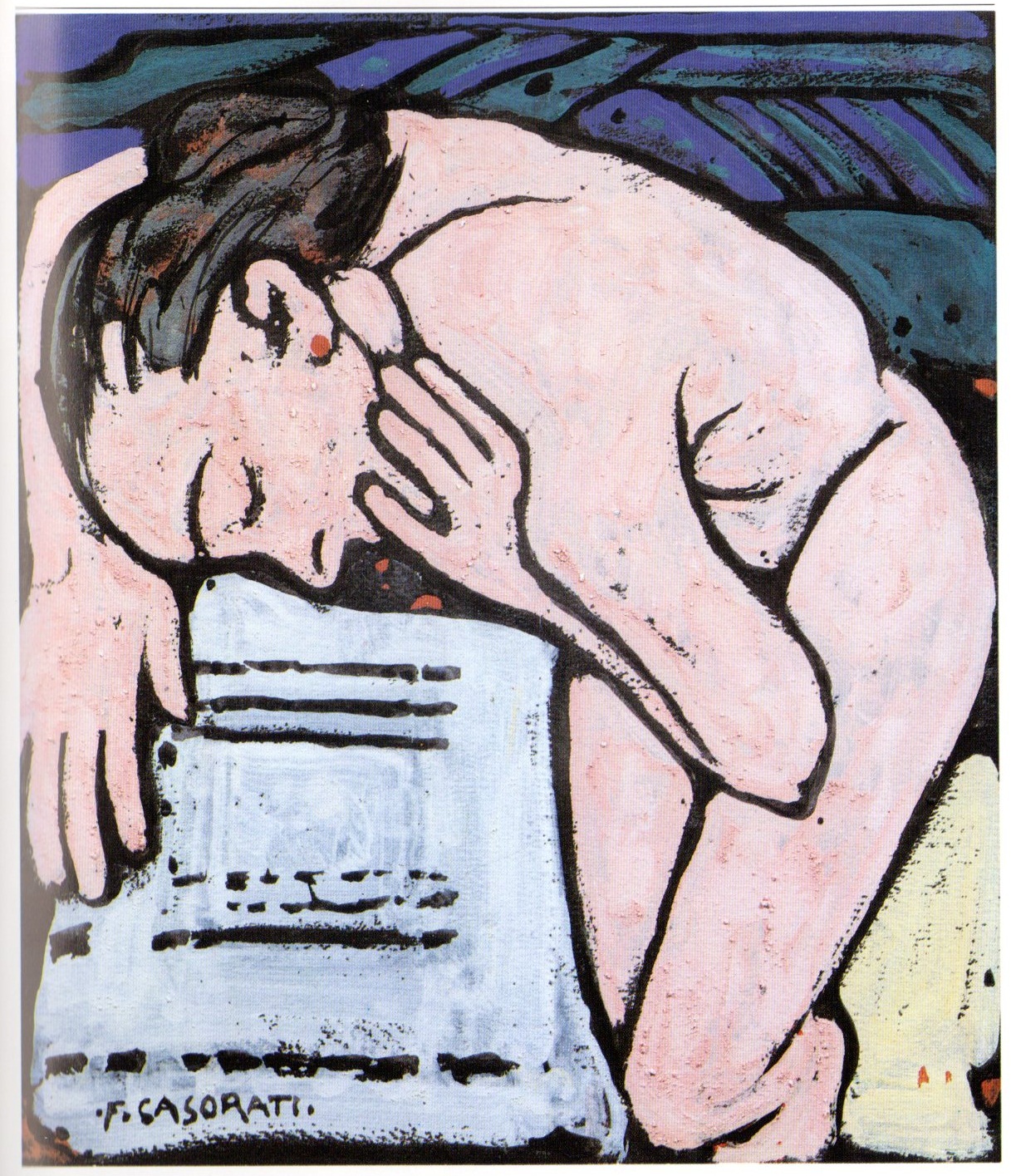 NUDO ACCASCIATO, FIGURA FEMMINILE NUDA (dipinto) di Casorati Felice (sec. XX)