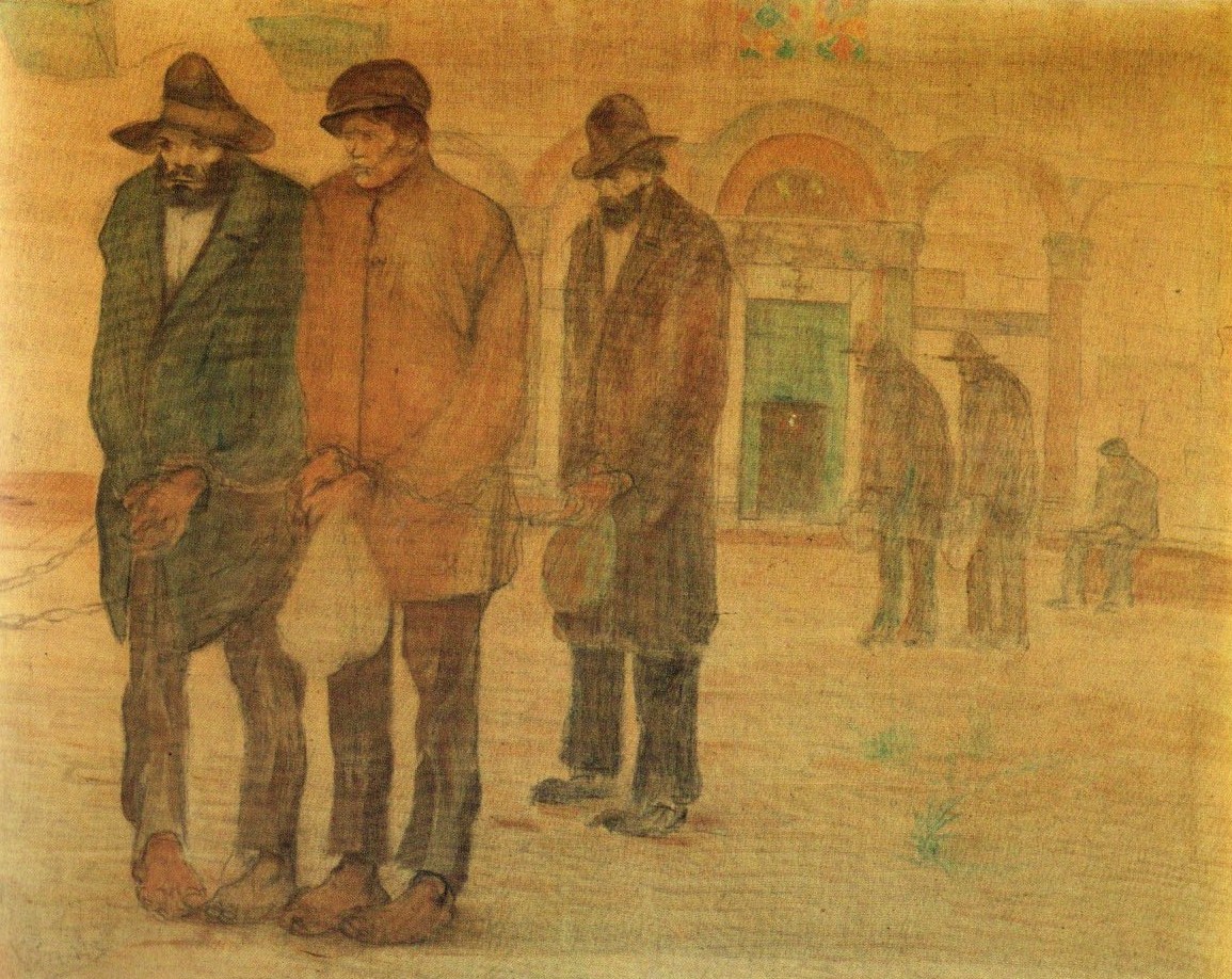 Carcerati, CARCERATI (dipinto) di Viani Lorenzo (sec. XX)