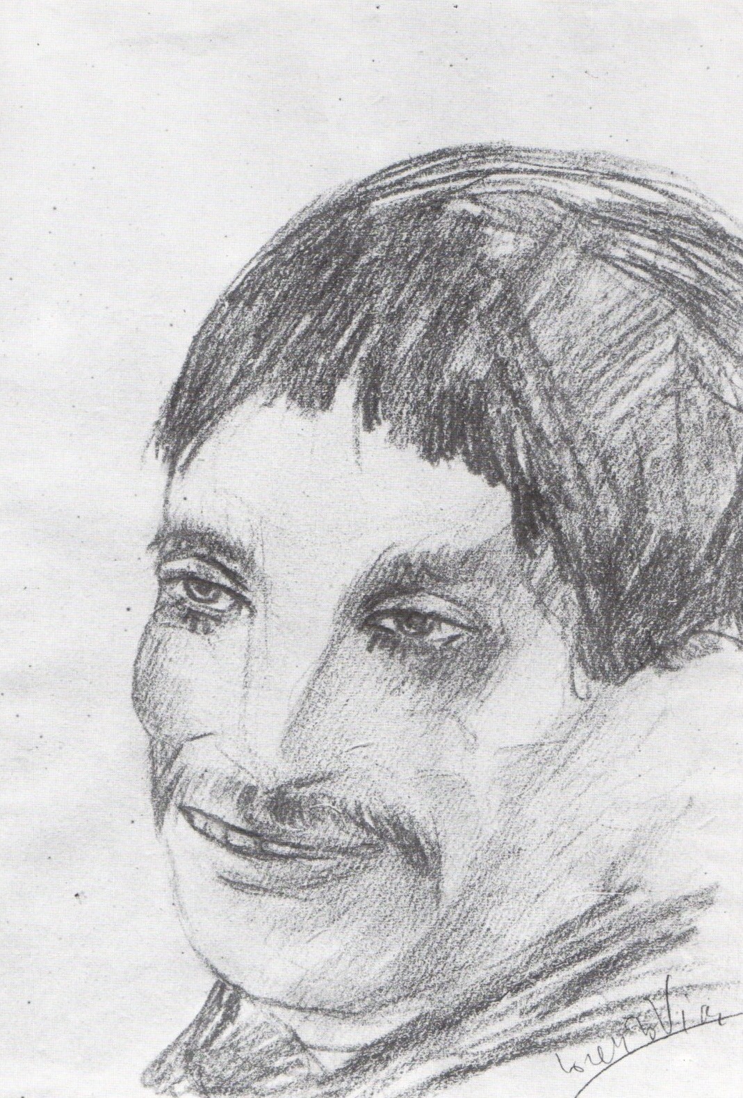 Studio di testa (3), testa maschile (disegno) di Viani Lorenzo (sec. XX)