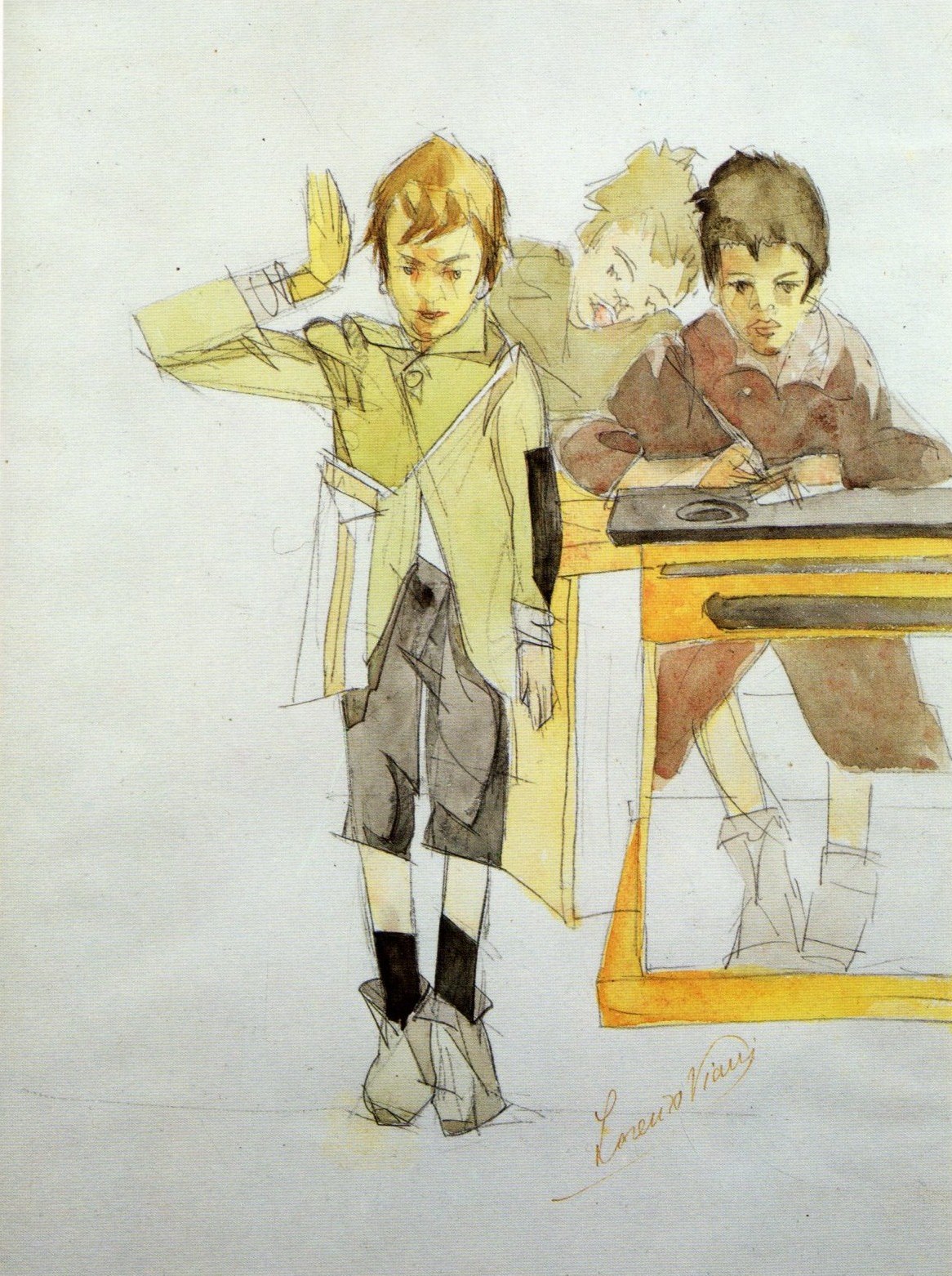 A scuola, BAMBINI A SCUOLA (dipinto) di Viani Lorenzo (sec. XX)