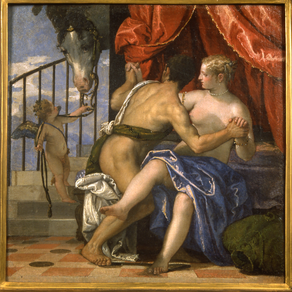 Marte e Venere con Cupido (dipinto, opera isolata) di Caliari Paolo detto Paolo Veronese (terzo quarto sec. XIV)