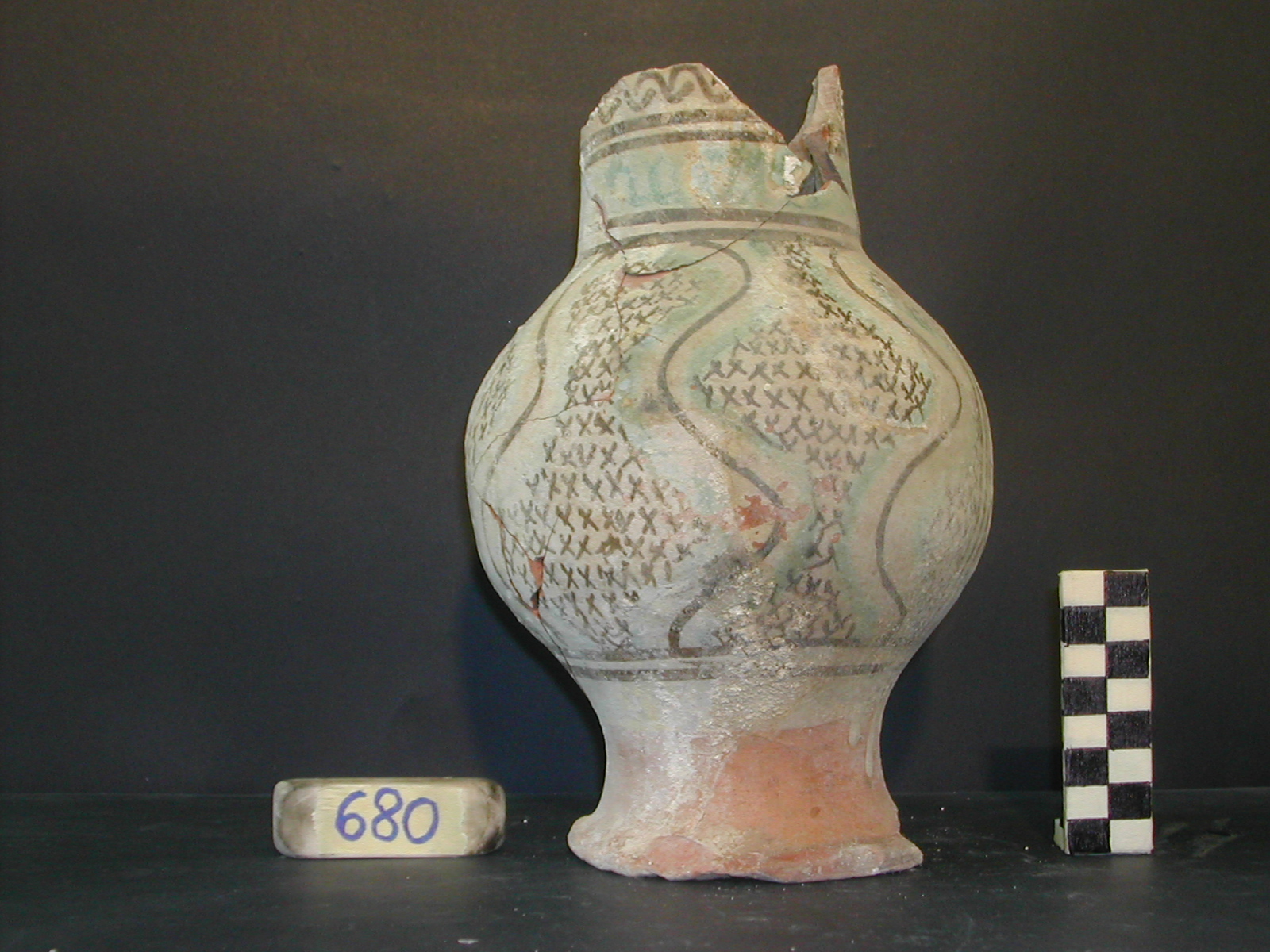 vaso - maiolica arcaica - produzione pisana (meta' sec. XIII)