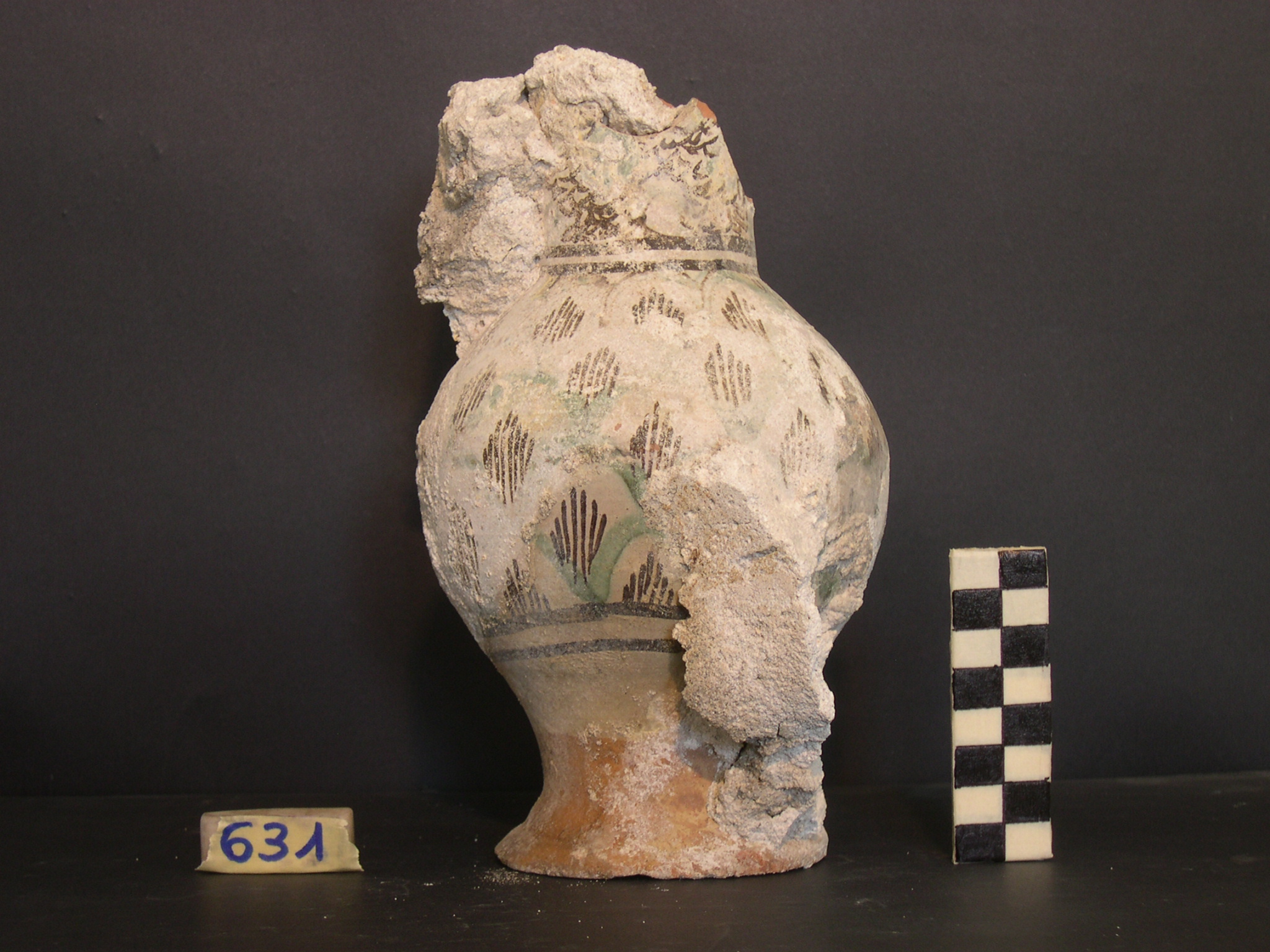 vaso - maiolica arcaica - produzione pisana (meta' sec. XIII)