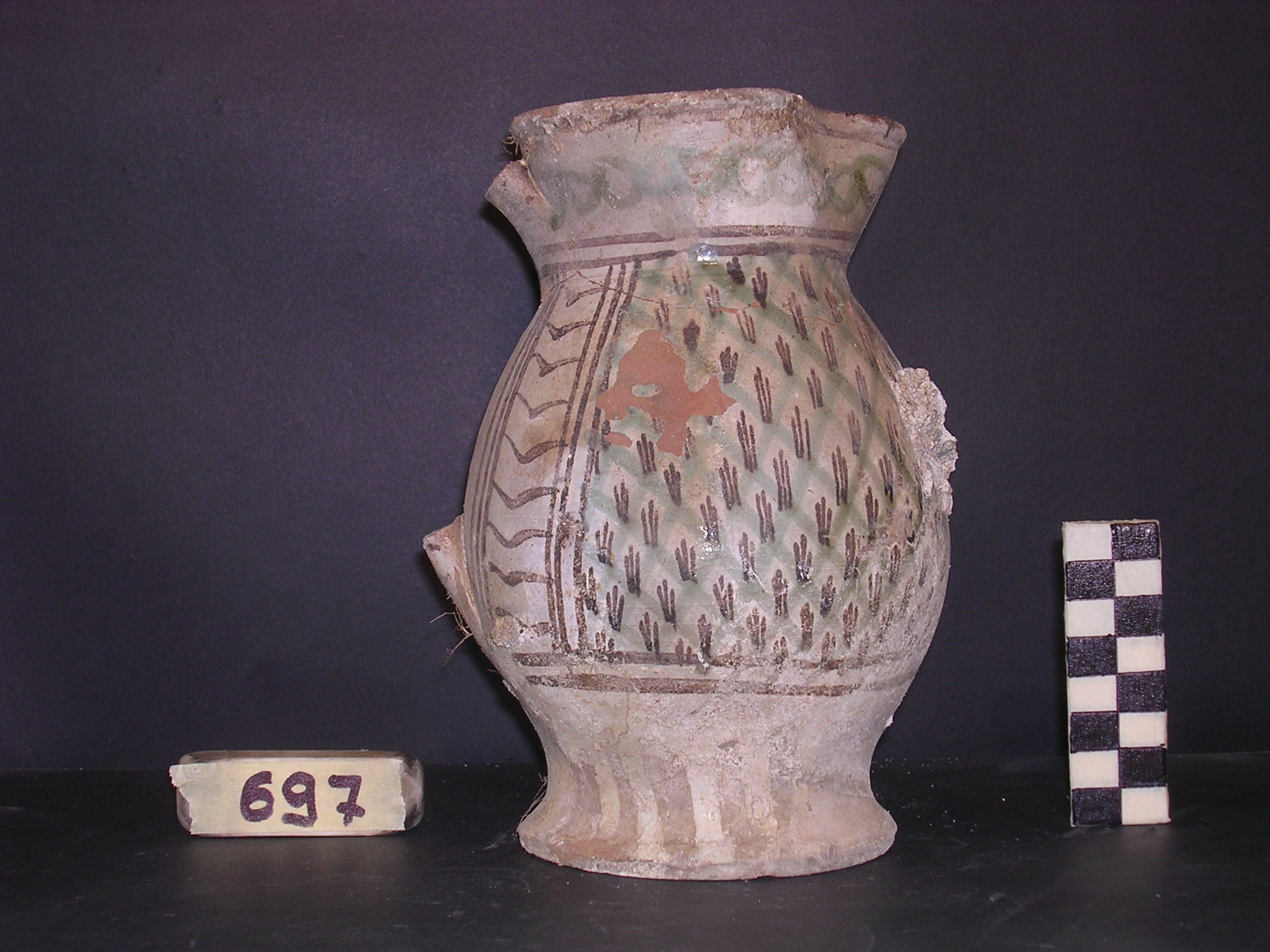 vaso - maiolica arcaica - produzione pisana (meta' sec. XIII)