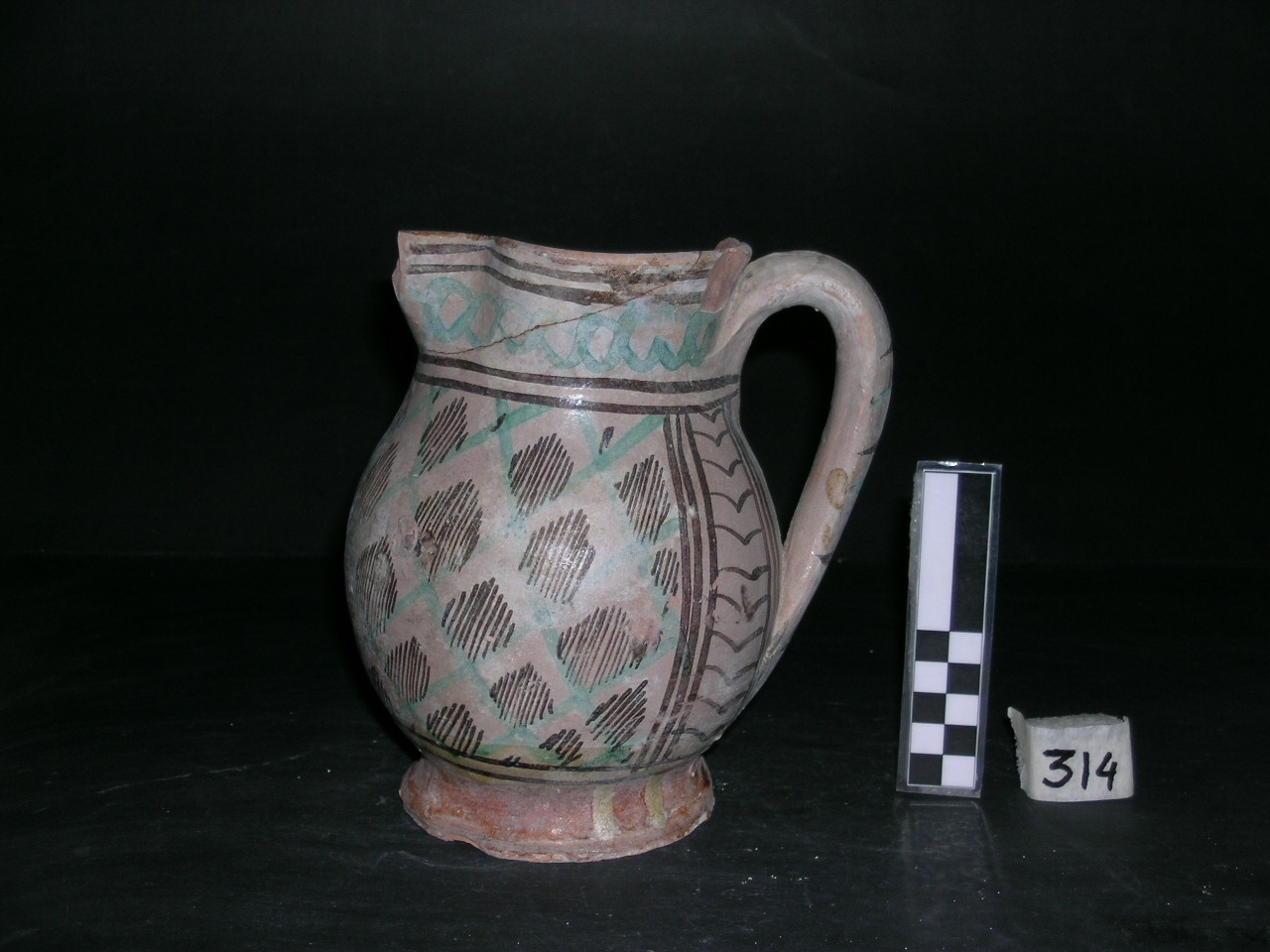 vaso - maiolica arcaica - produzione pisana (meta' sec. XIII)