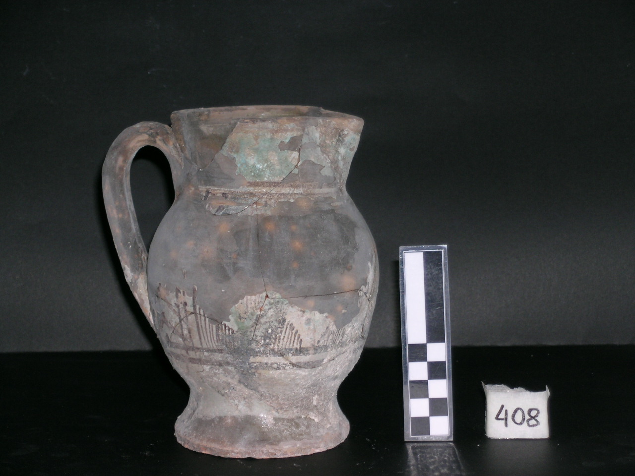 vaso - maiolica arcaica - produzione pisana (meta' sec. XIII)