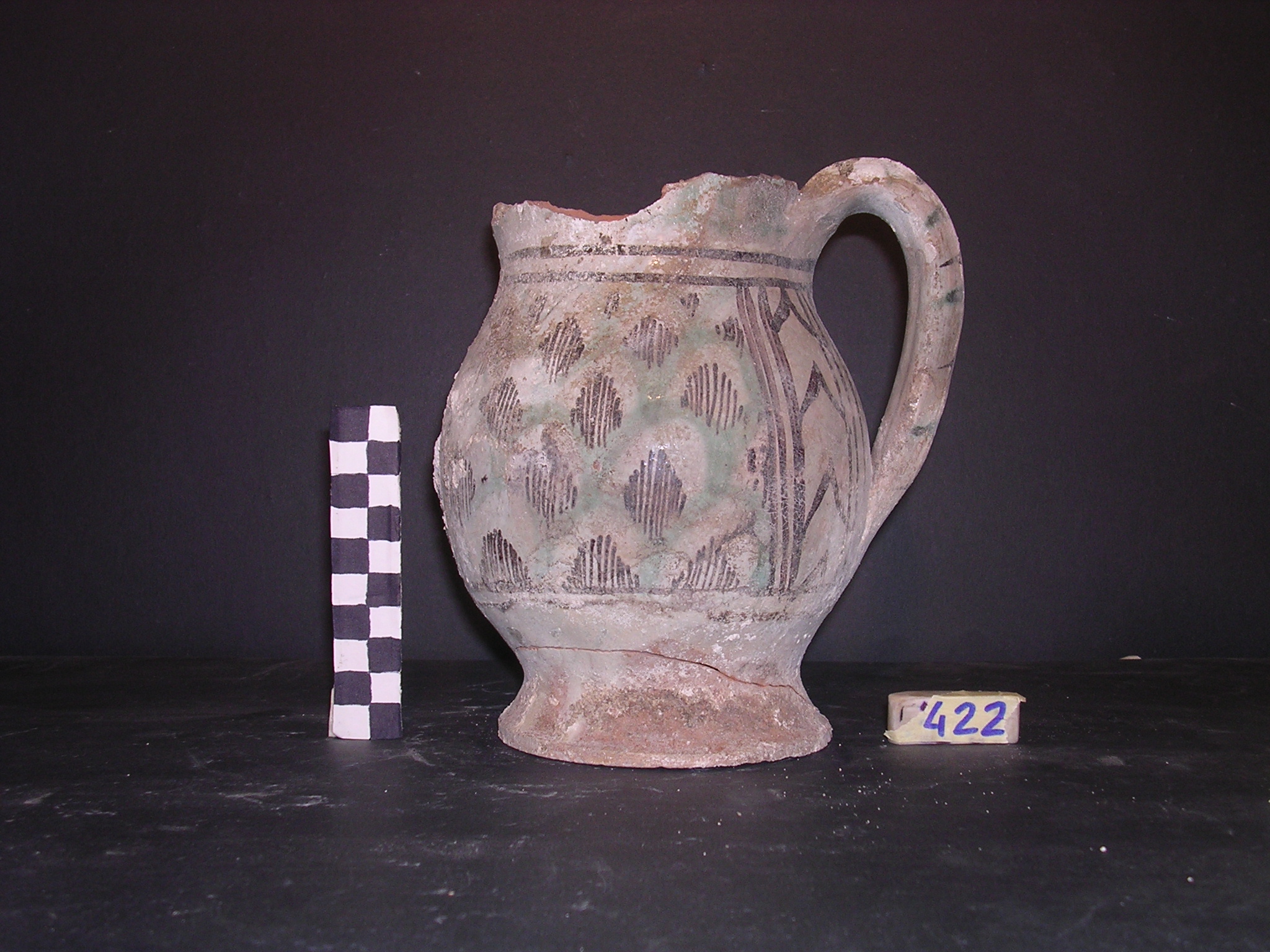 vaso - maiolica arcaica - produzione pisana (meta' sec. XIII)