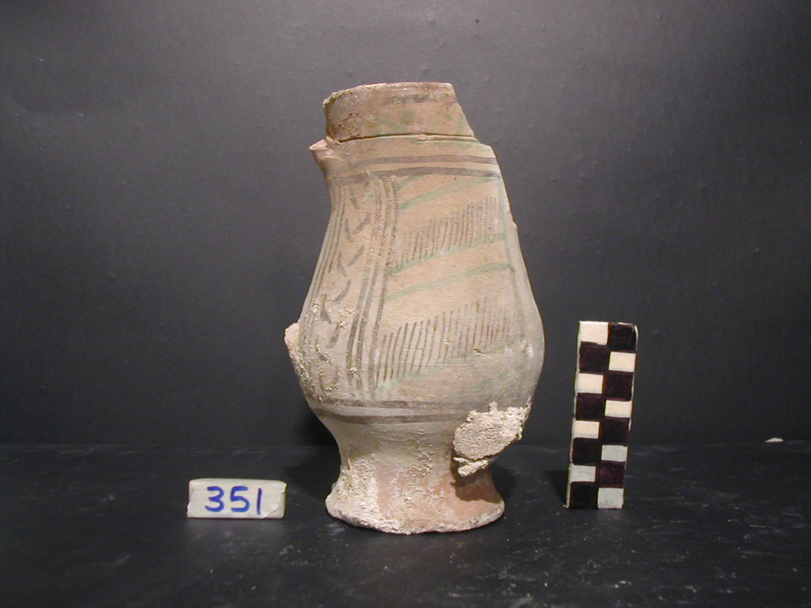 vaso - maiolica arcaica - produzione pisana (meta' sec. XIII)