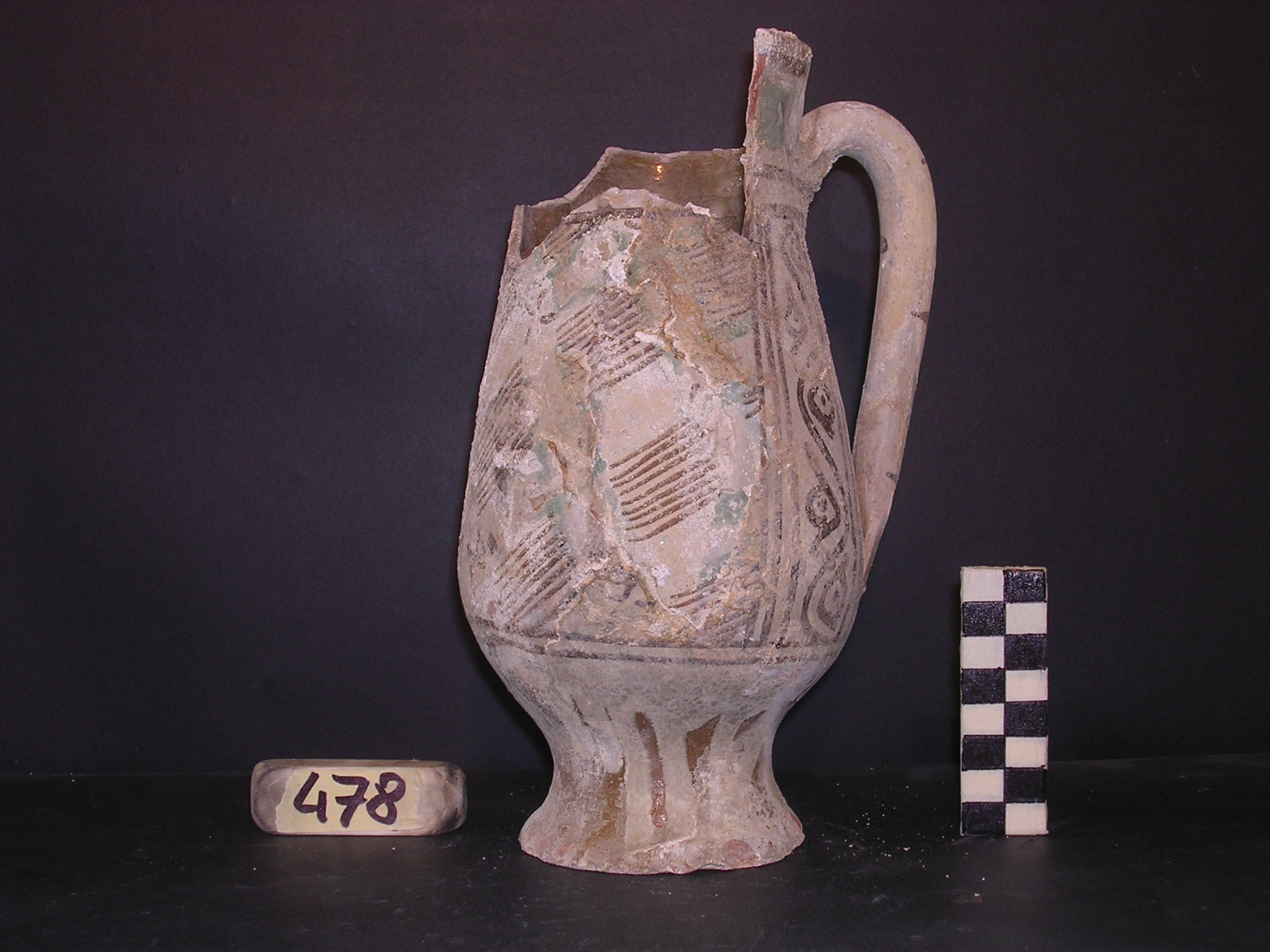 vaso - maiolica arcaica - produzione pisana (meta' sec. XIII)