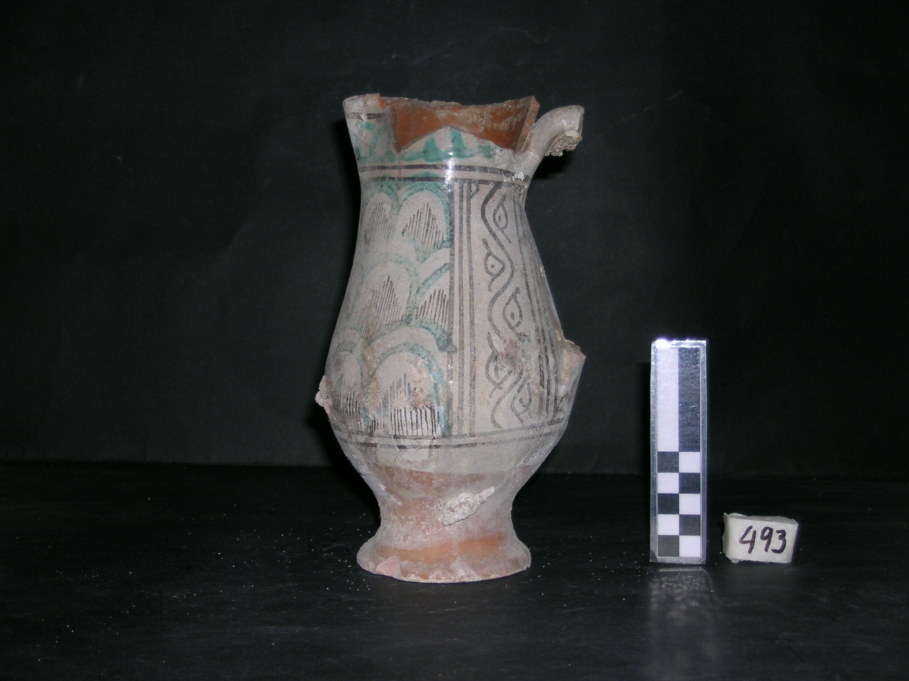 vaso - maiolica arcaica - produzione pisana (meta' sec. XIII)