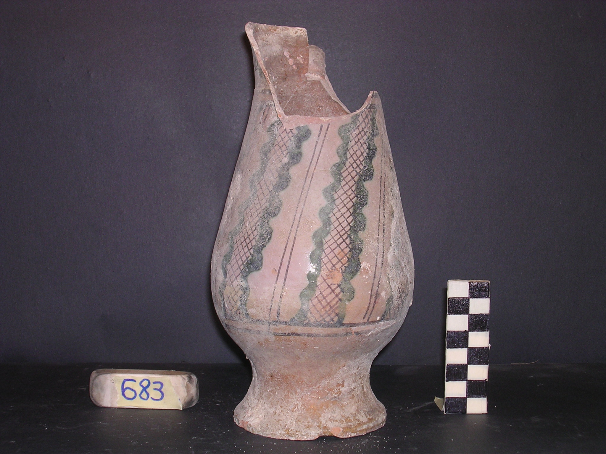 vaso - maiolica arcaica - produzione pisana (meta' sec. XIII)