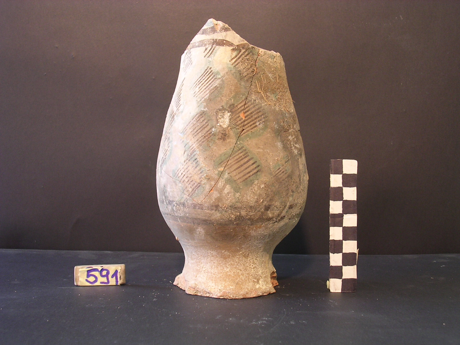 vaso - maiolica arcaica - produzione pisana (meta' sec. XIII)