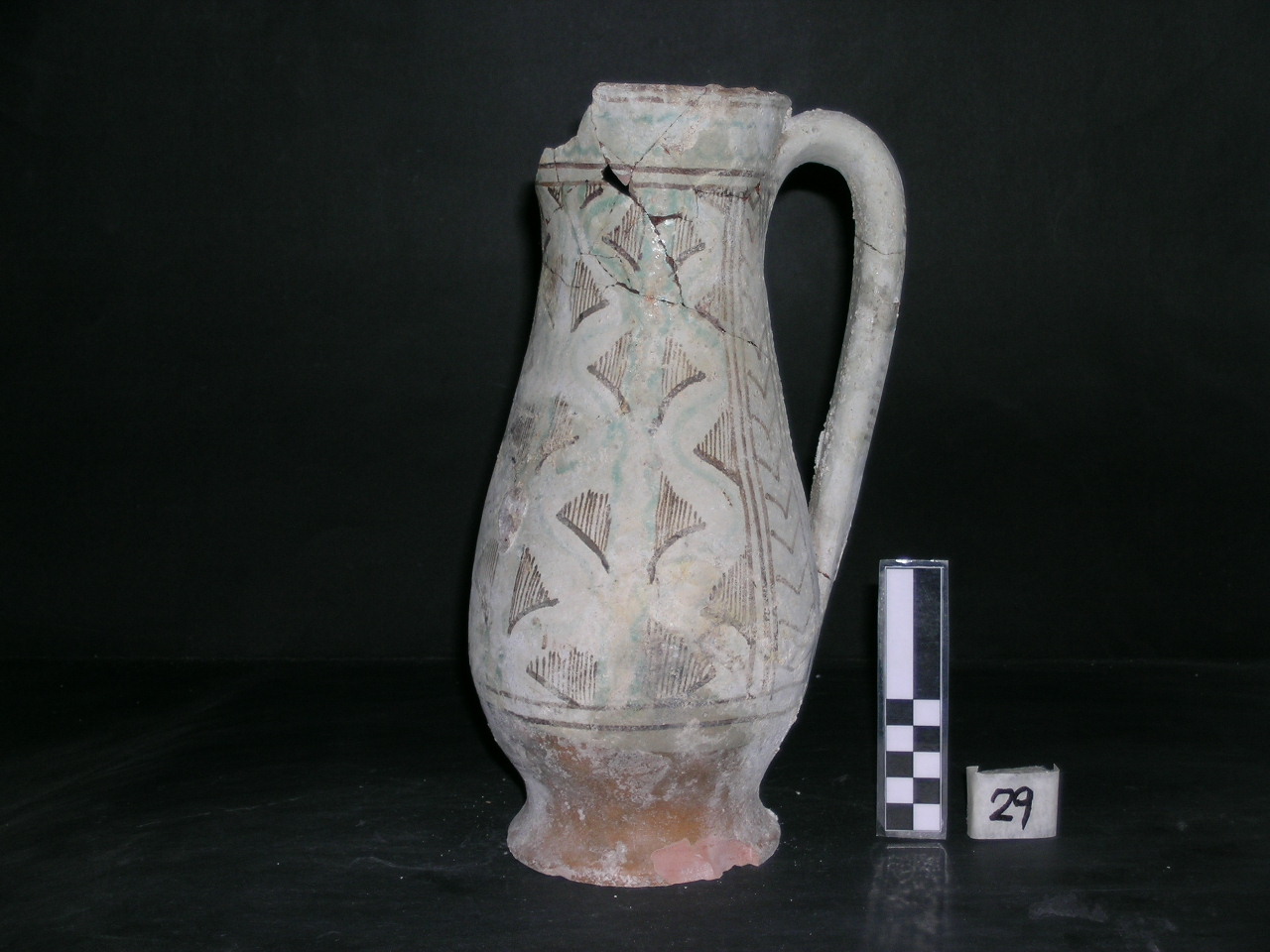 vaso - maiolica arcaica - produzione pisana (meta' sec. XIII)