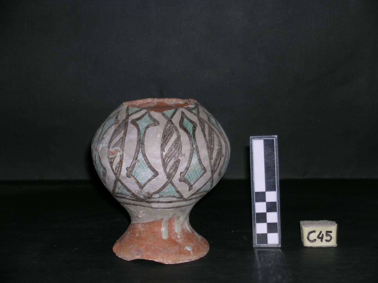 vaso - maiolica arcaica - produzione pisana (meta' sec. XIII)