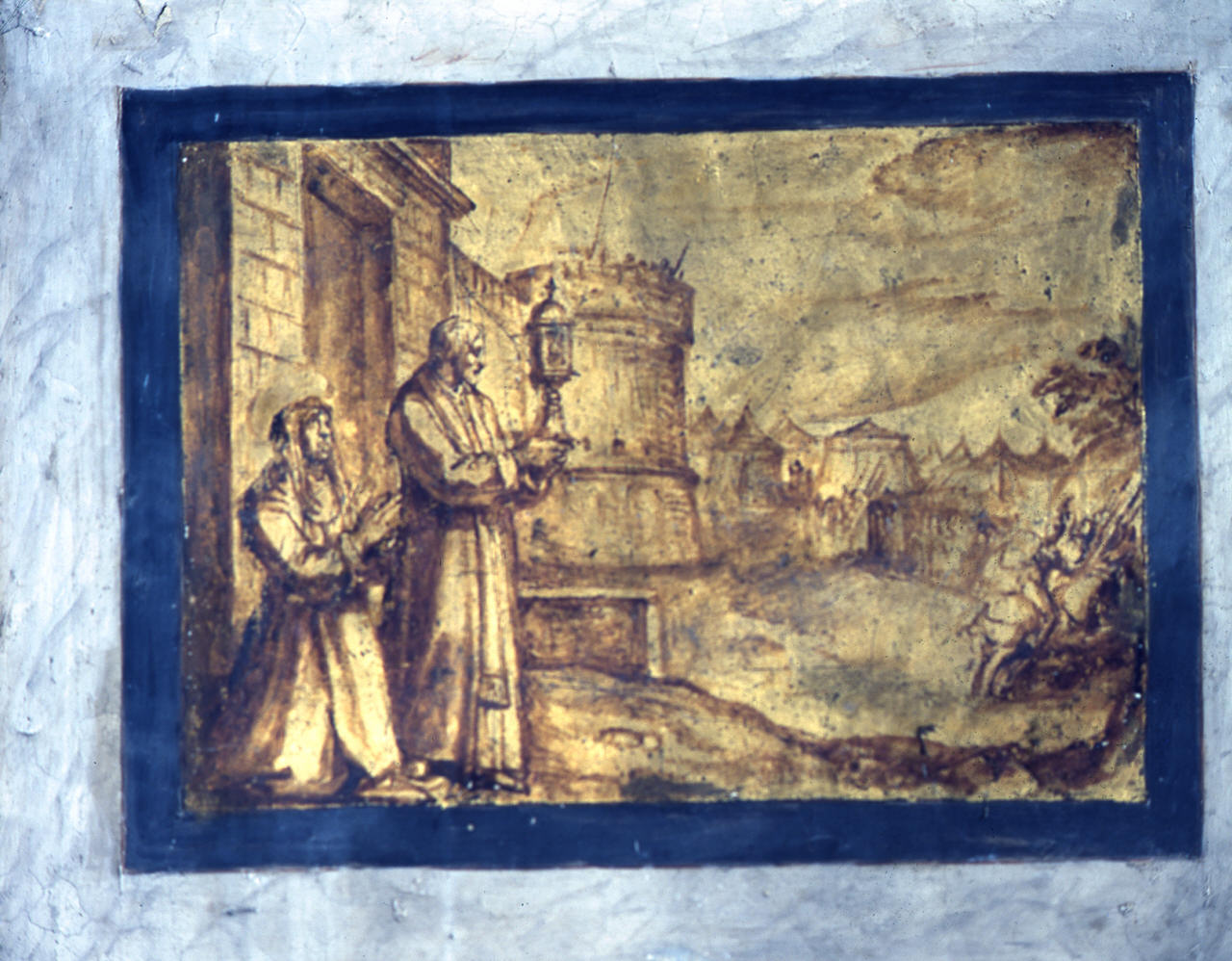 Santa Chiara respinge i saraceni con l'ostensorio (dipinto) di Barbatelli Bernardino detto Poccetti (sec. XVII)