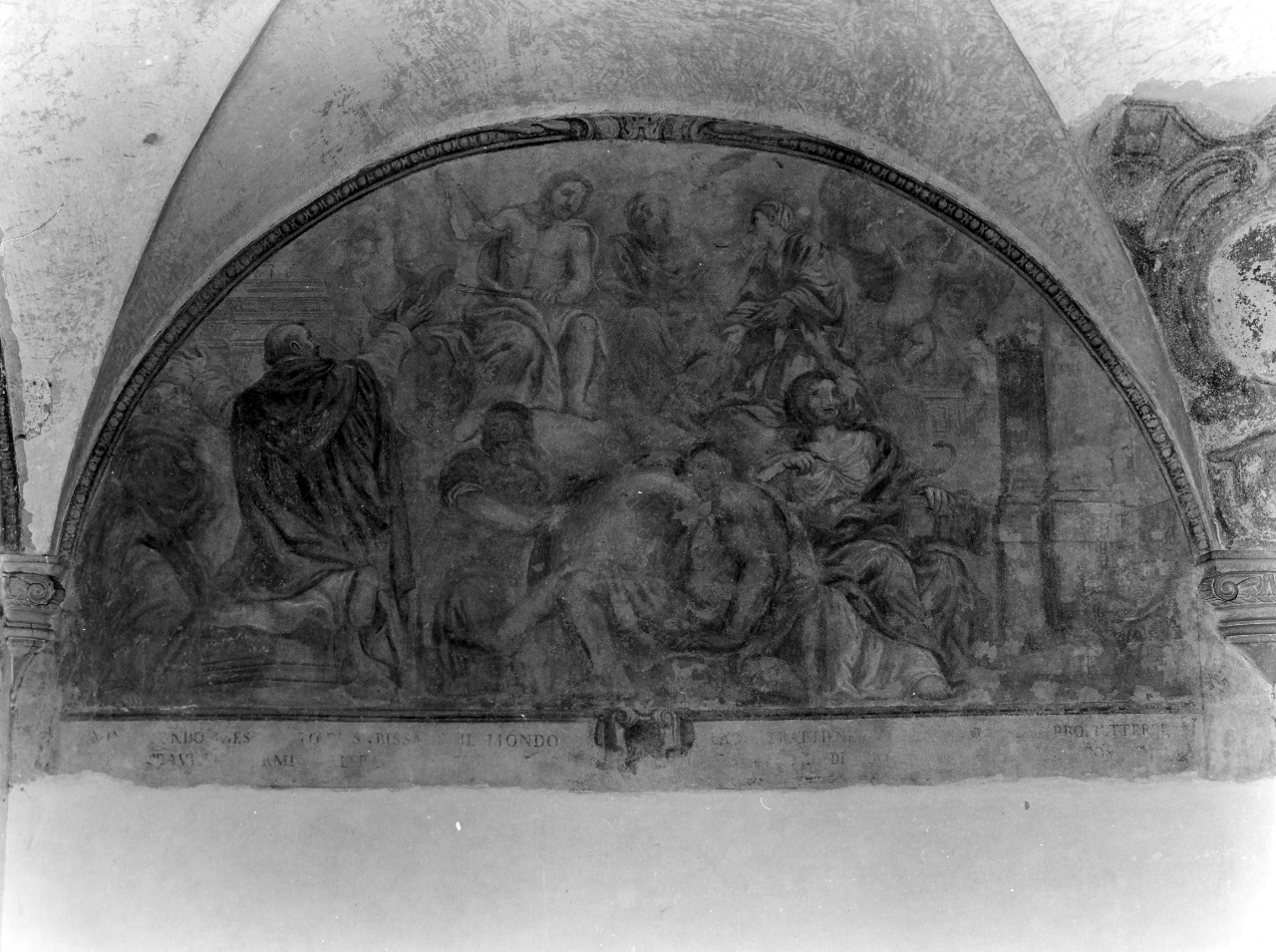La Madonna calma l'ira di Cristo mostrandogli San Domenico e San Francesco (dipinto) di Ulivelli Cosimo (secc. XVII/ XVIII)
