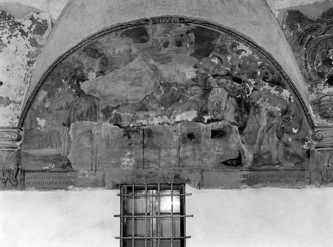 San Domenico paga un barcaiolo con denaro piovuto dal cielo (dipinto) di Ulivelli Cosimo (secc. XVII/ XVIII)