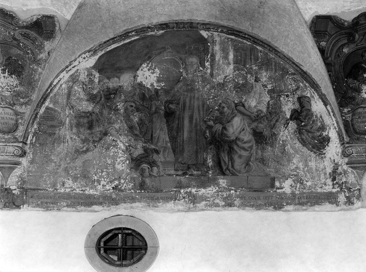 San Domenico resuscita il figlio di una matrona (dipinto) di Ulivelli Cosimo (secc. XVII/ XVIII)