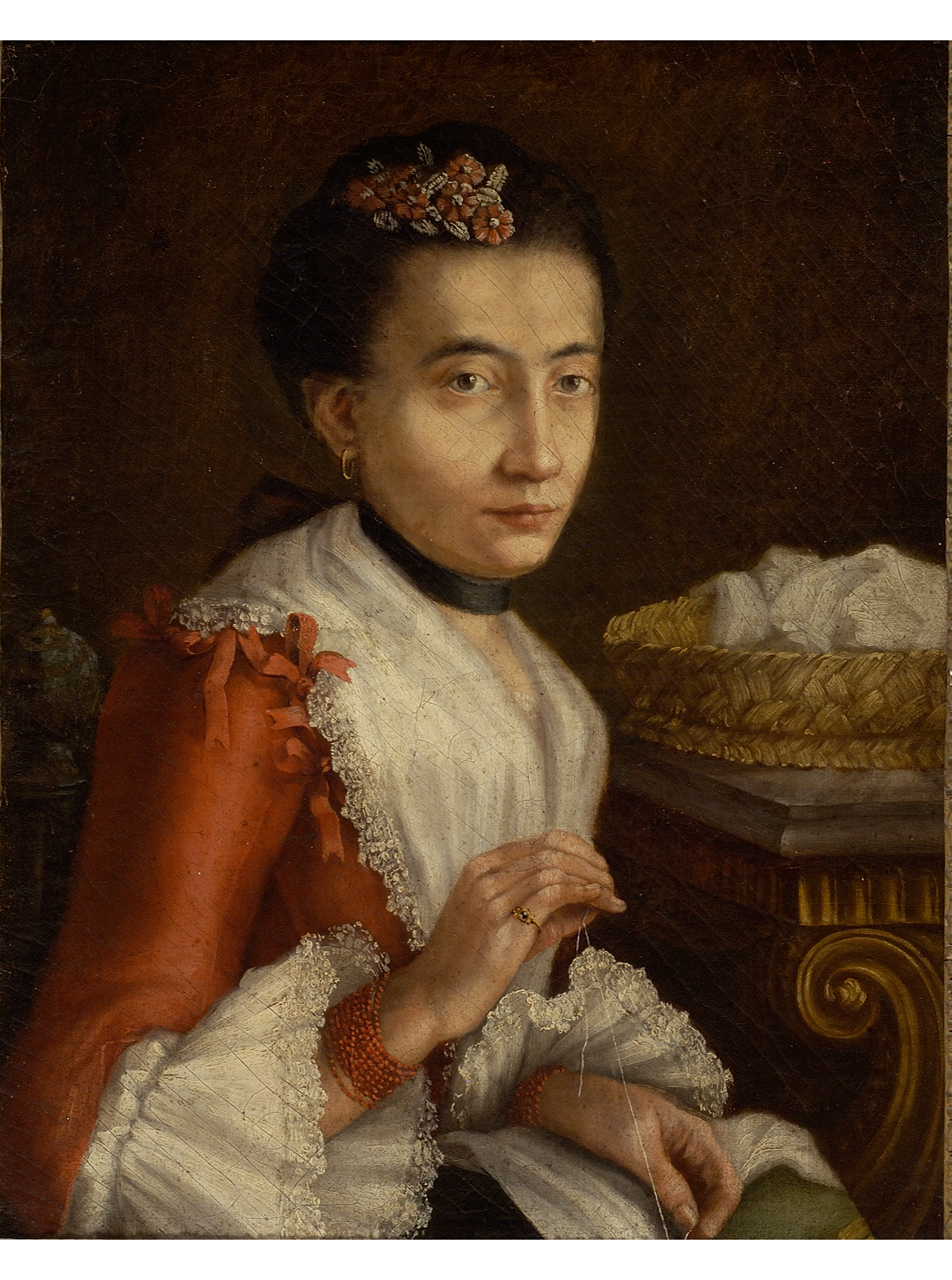 ritratto di donna che cuce (dipinto) di Longhi Pietro (attribuito) (sec. XVIII)