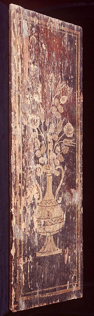 vaso con fiori e motivi decorativi con pappagalli (anta di armadietto, serie) - manifattura toscana (?) (sec. XX)