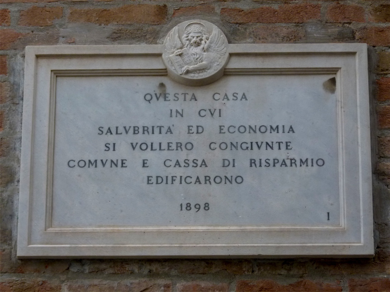 abitazione, simbolo del Comune di Venezia (lapide, opera isolata) - produzione veneziana (fine sec. XIX)