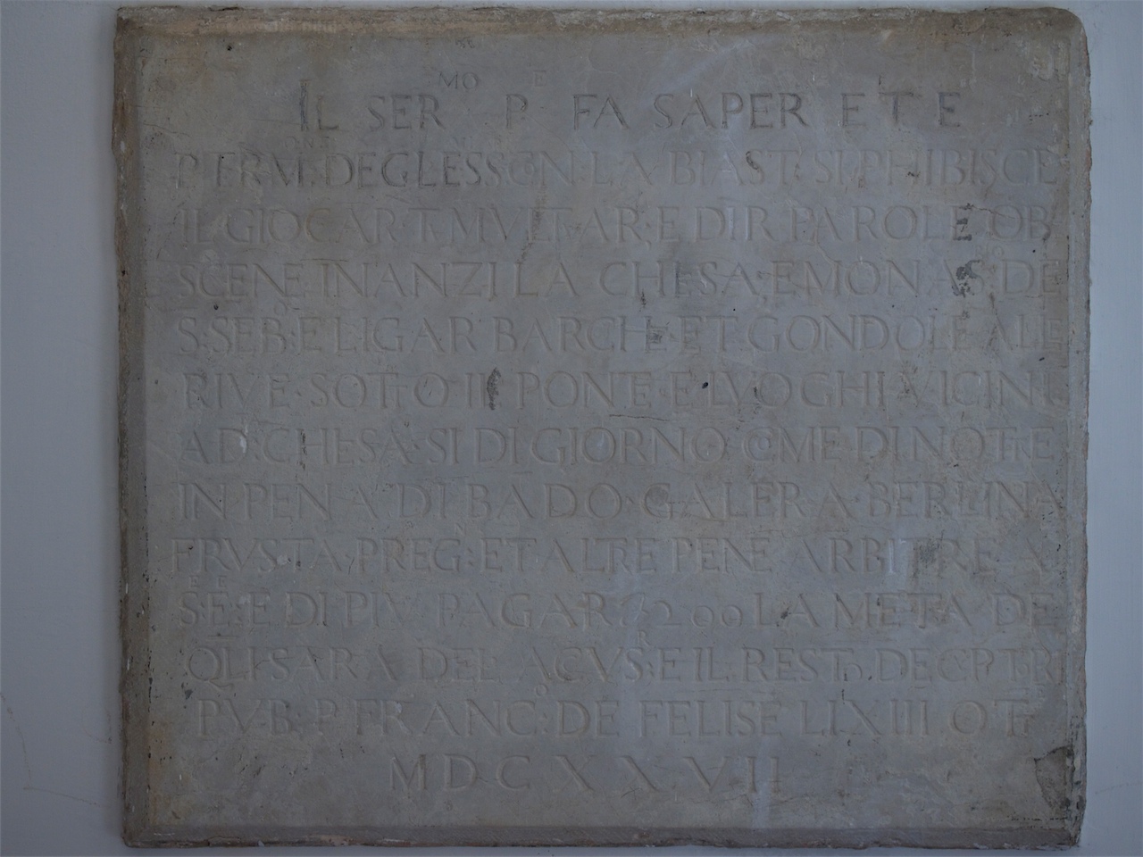 lapide, opera isolata - ambito veneziano (sec. XVII)