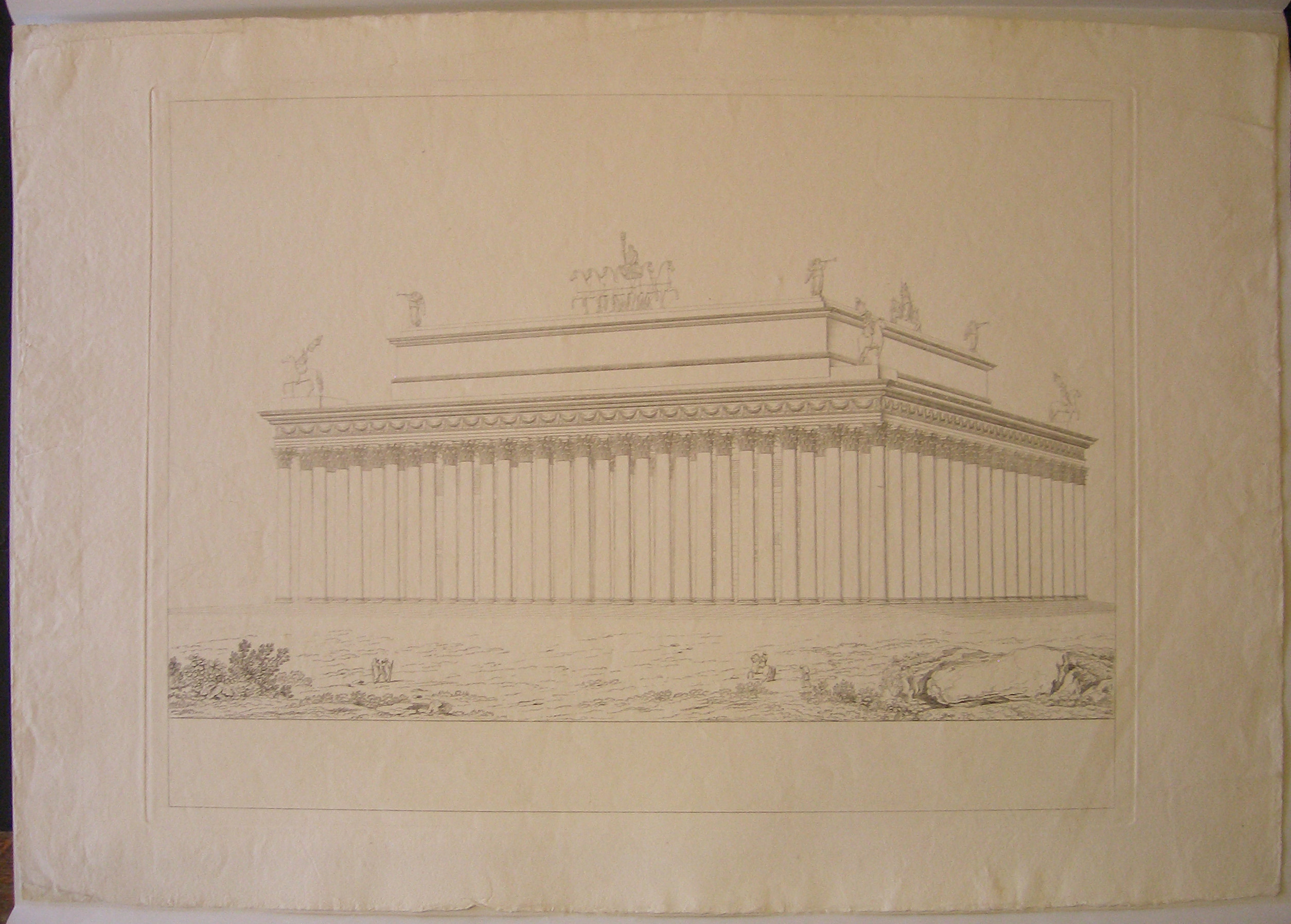 Progetto architettonico: Monumento della Riconoscenza sul Moncenisio. Veduta prospettica (stampa) di Cagnola Luigi (sec. XIX)