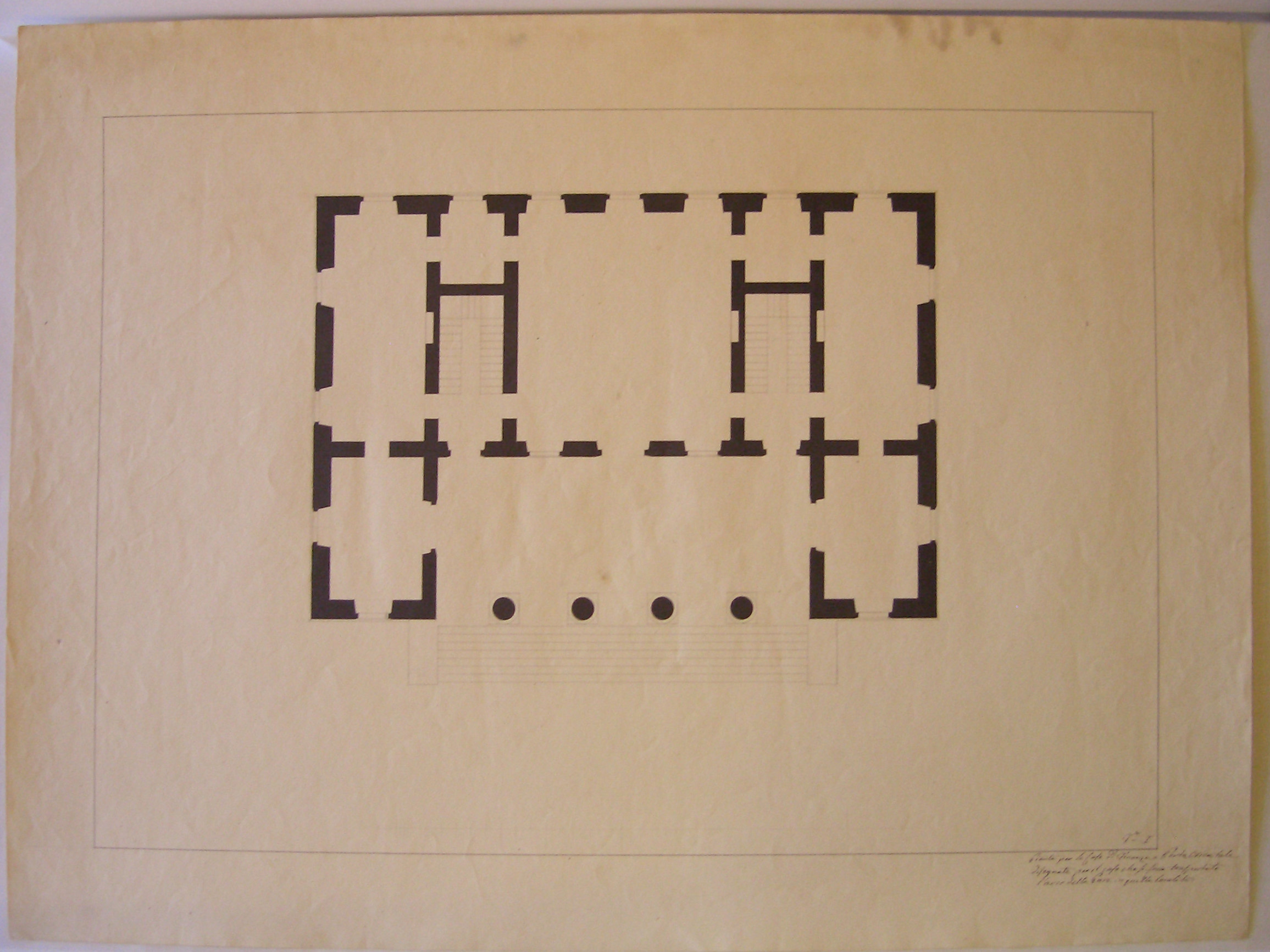 Pianta per le Case di Finanza a Porta Orientale, Progetto architettonico: Caselli daziari di Porta Orientale a Milano. Pianta (disegno architettonico) di Cagnola Luigi (sec. XIX)
