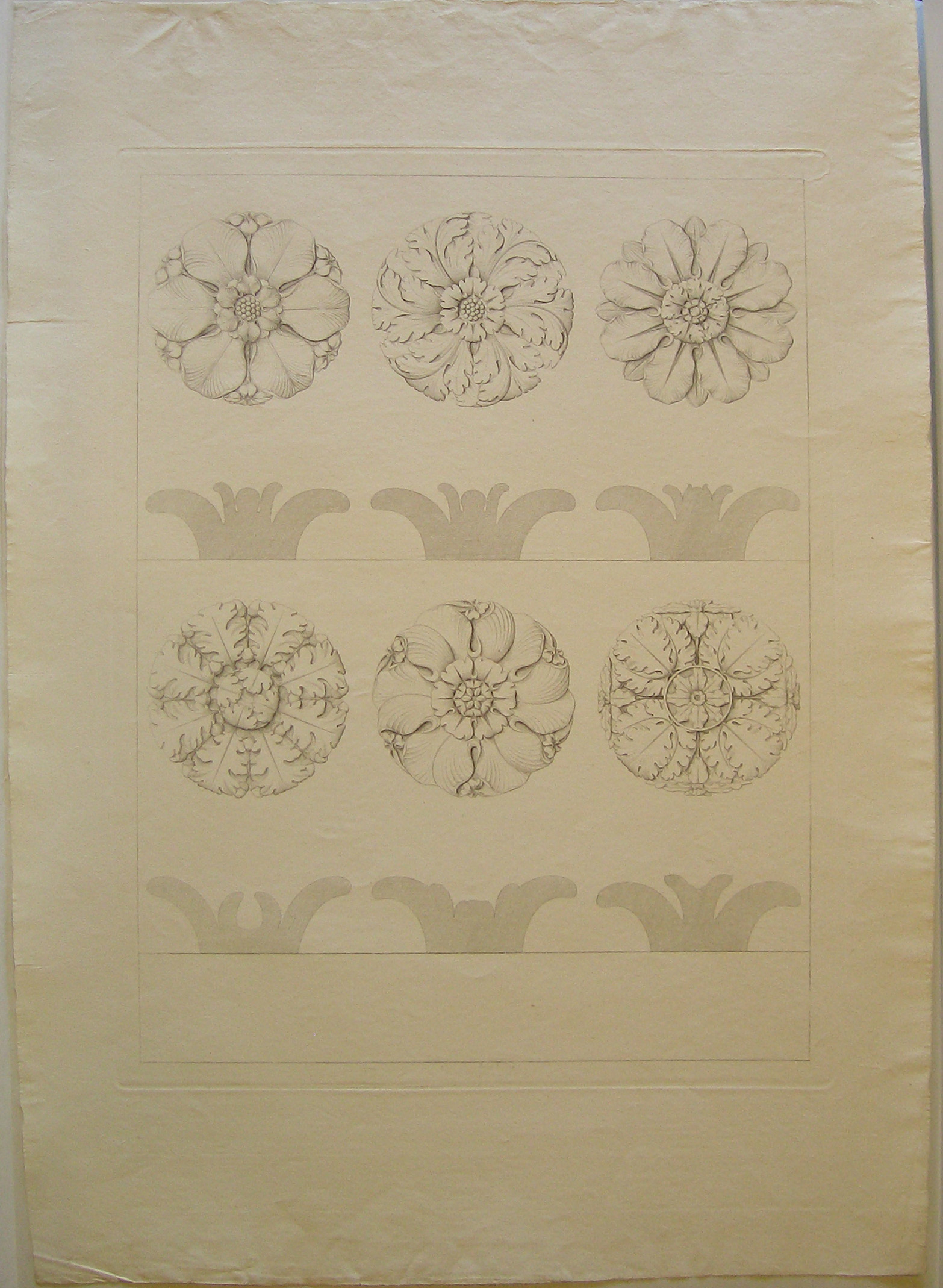 progetto architettonico: arco provvisorio a porta Orientale a Milano - dettaglio dei rosoni della volta (prima variante) (stampa) di Cagnola Luigi (sec. XIX)