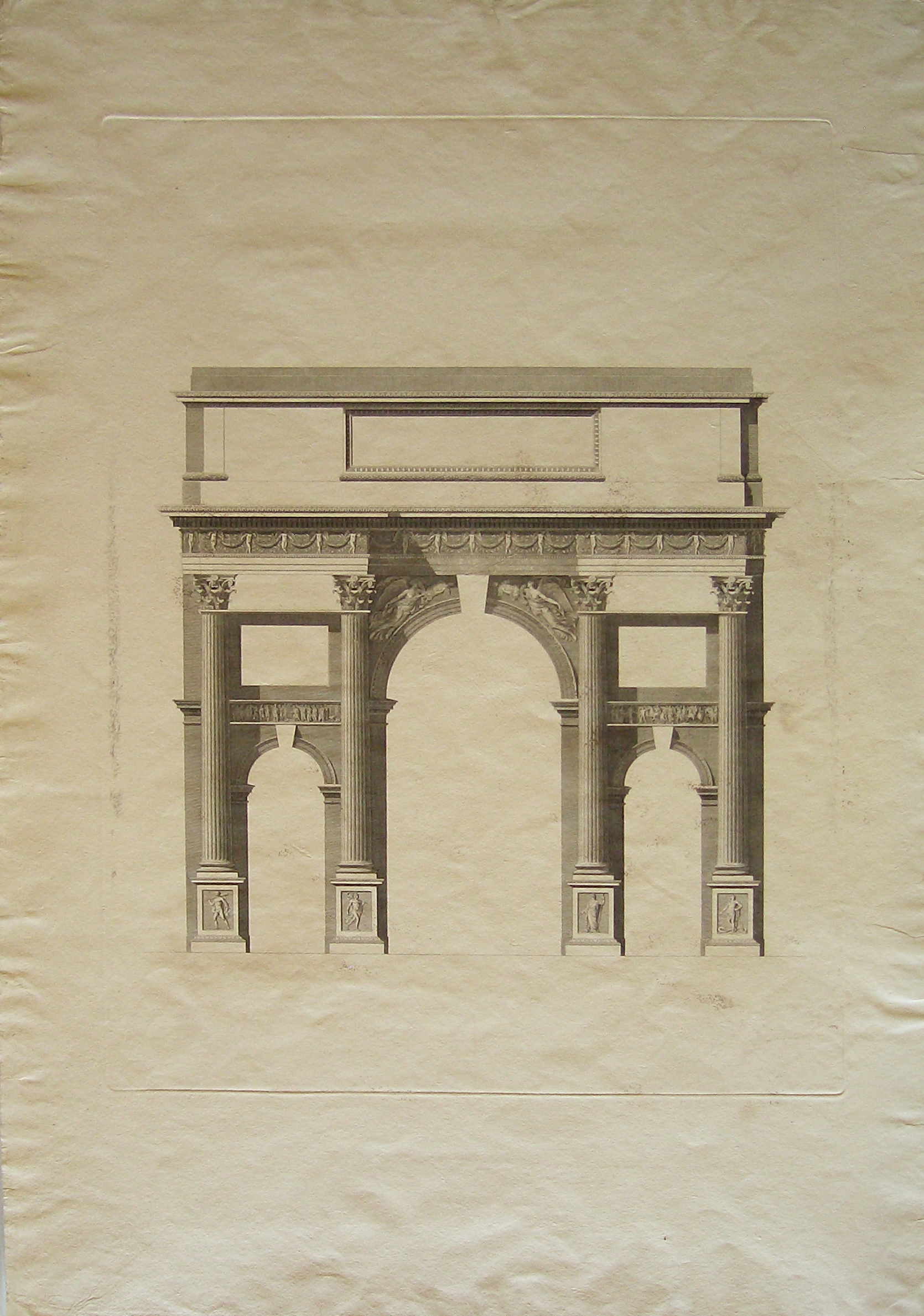 progetto architettonico: arco della Pace a Milano - prospetto del fronte (stampa) di Cagnola Luigi (sec. XIX)