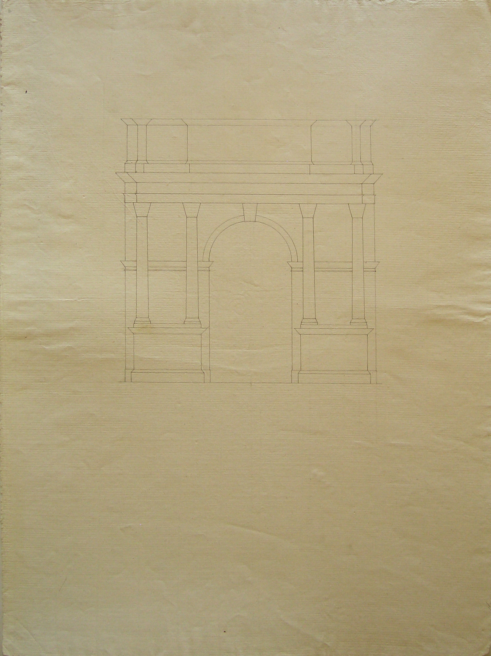 progetto architettonico: studio per un arco trionfale (disegno architettonico) di Cagnola Luigi (attribuito) (secc. XVIII/ XIX)