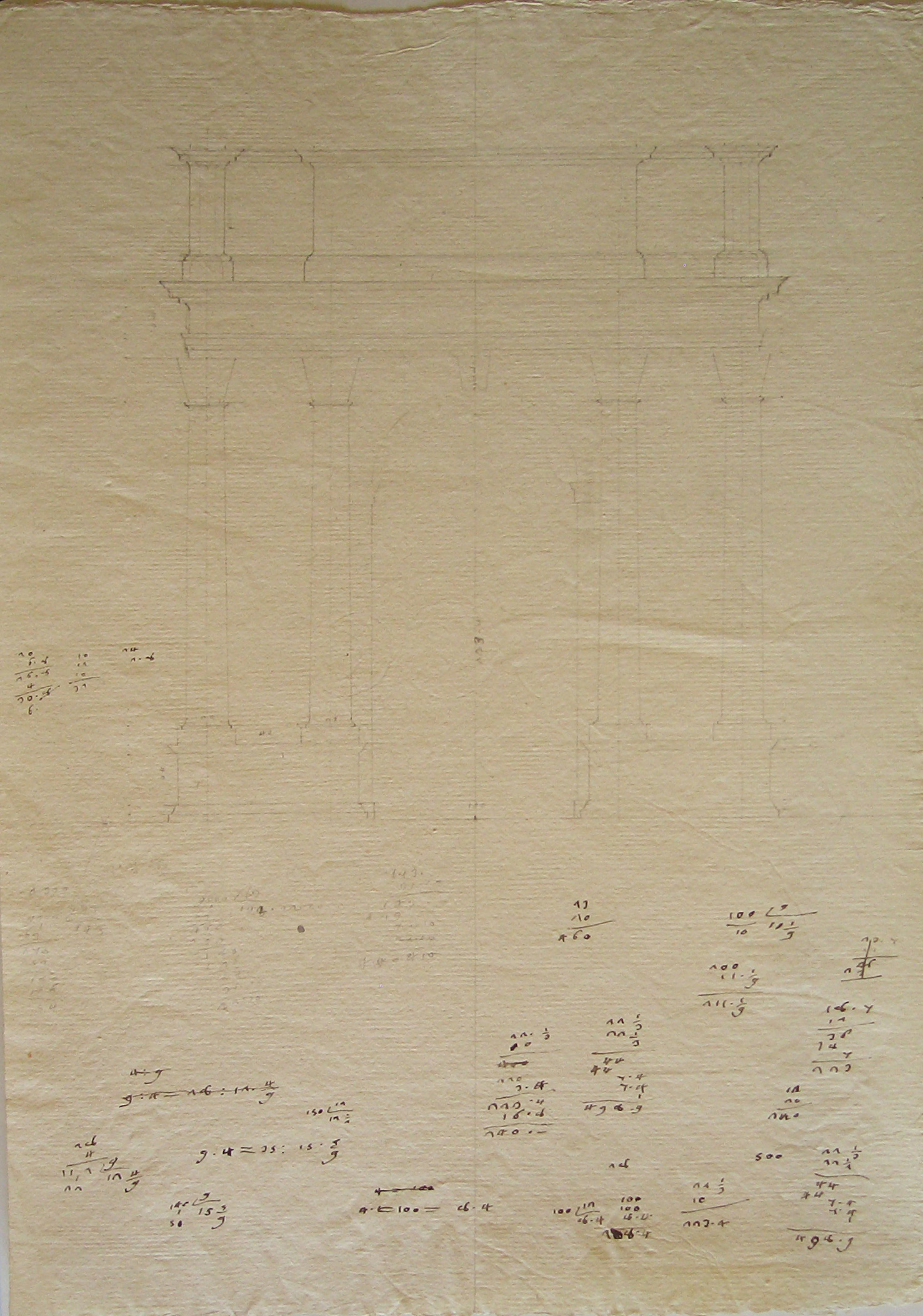 progetto architettonico: studio per un arco trionfale (disegno architettonico) di Cagnola Luigi (attribuito) (secc. XVIII/ XIX)