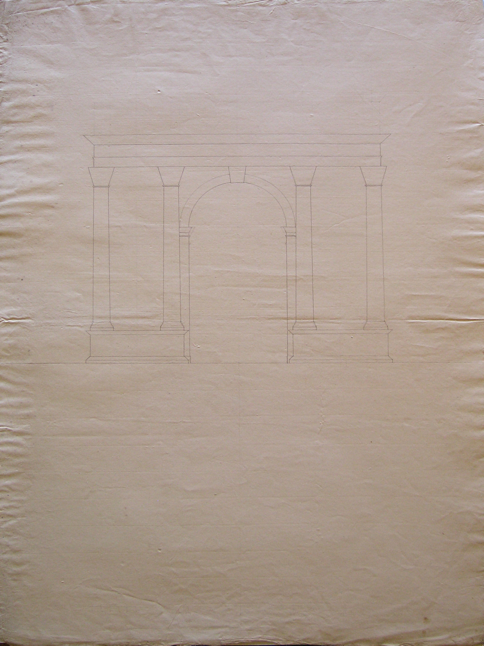 progetto architettonico: studio per un arco trionfale (disegno architettonico) di Cagnola Luigi (attribuito) (secc. XVIII/ XIX)