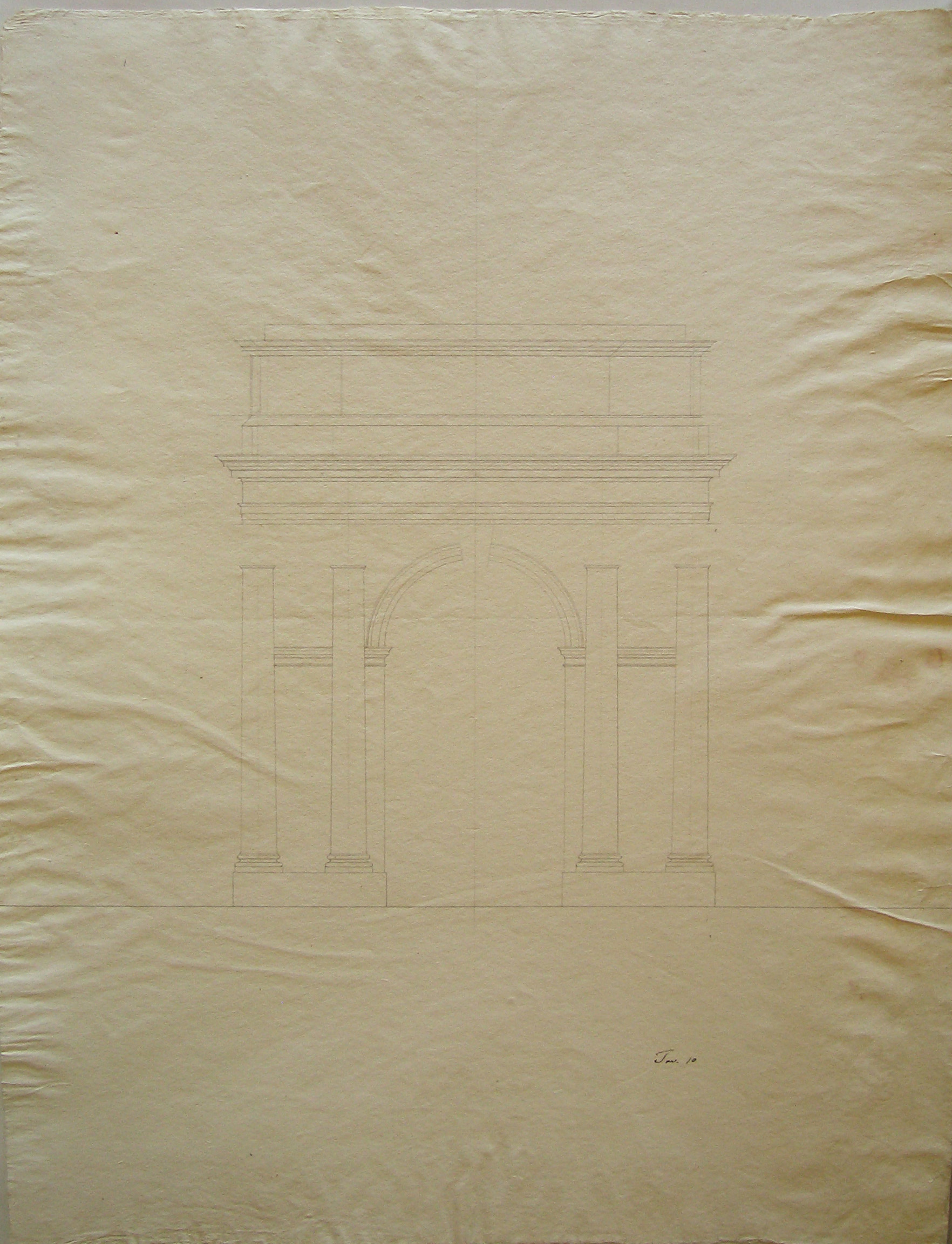 progetto architettonico: studio per un arco trionfale (disegno architettonico) di Cagnola Luigi (attribuito) (secc. XVIII/ XIX)