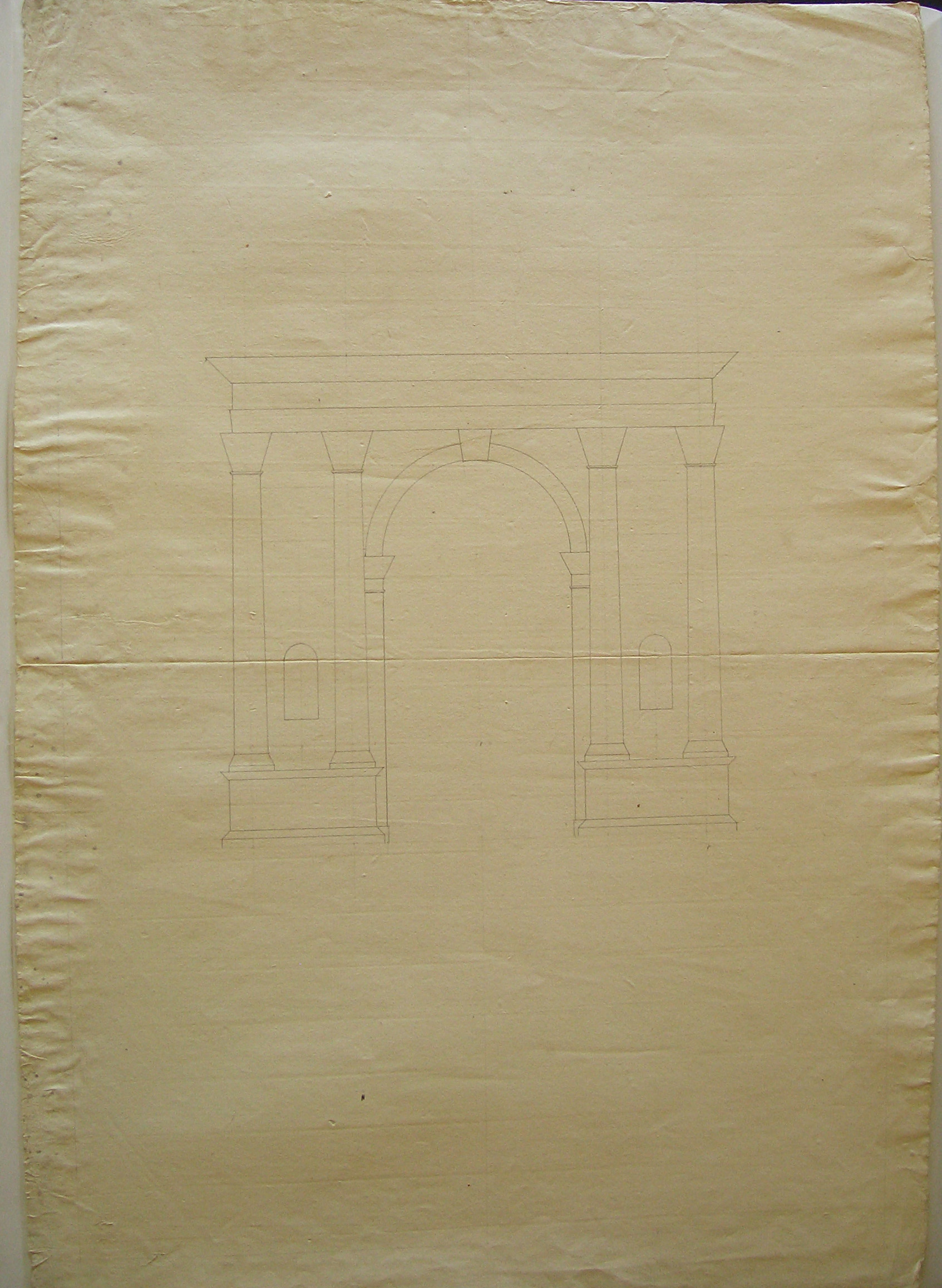 progetto architettonico: studio per un arco trionfale (disegno architettonico) di Cagnola Luigi (attribuito) (secc. XVIII/ XIX)