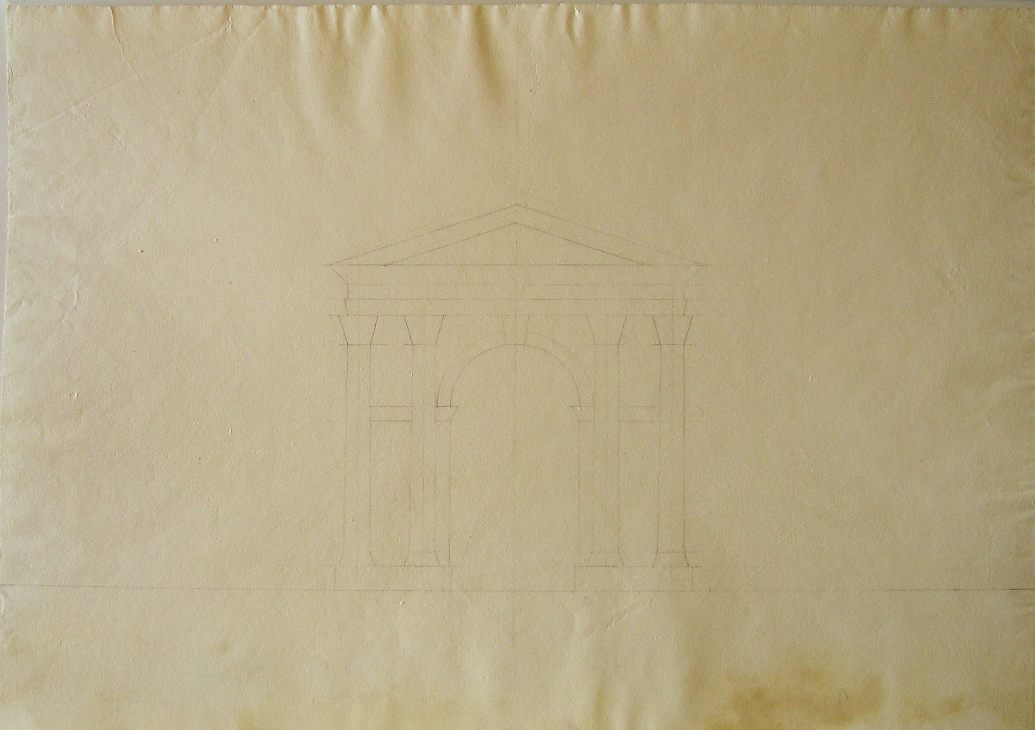 progetto architettonico: studio per un arco trionfale (disegno architettonico) di Cagnola Luigi (attribuito) (secc. XVIII/ XIX)